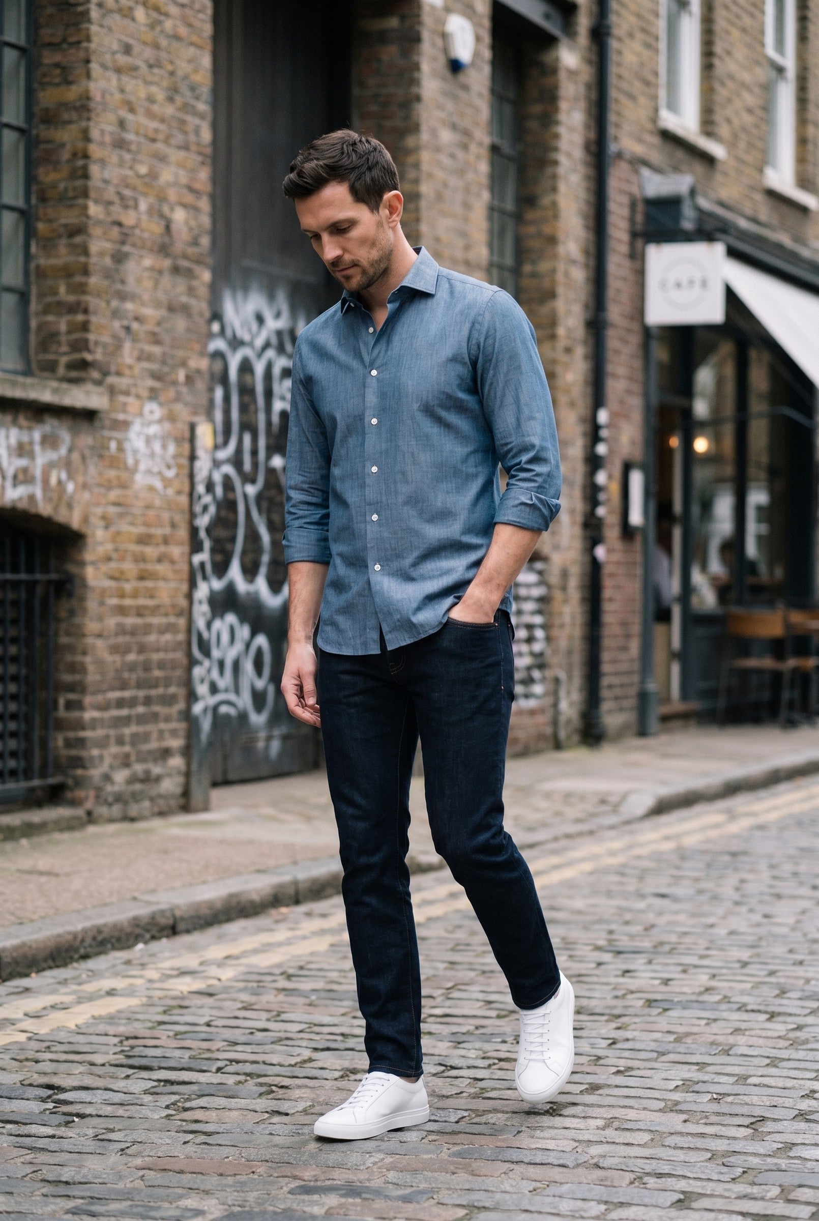 Men's Slim Chambray Shirt | Blackstone London