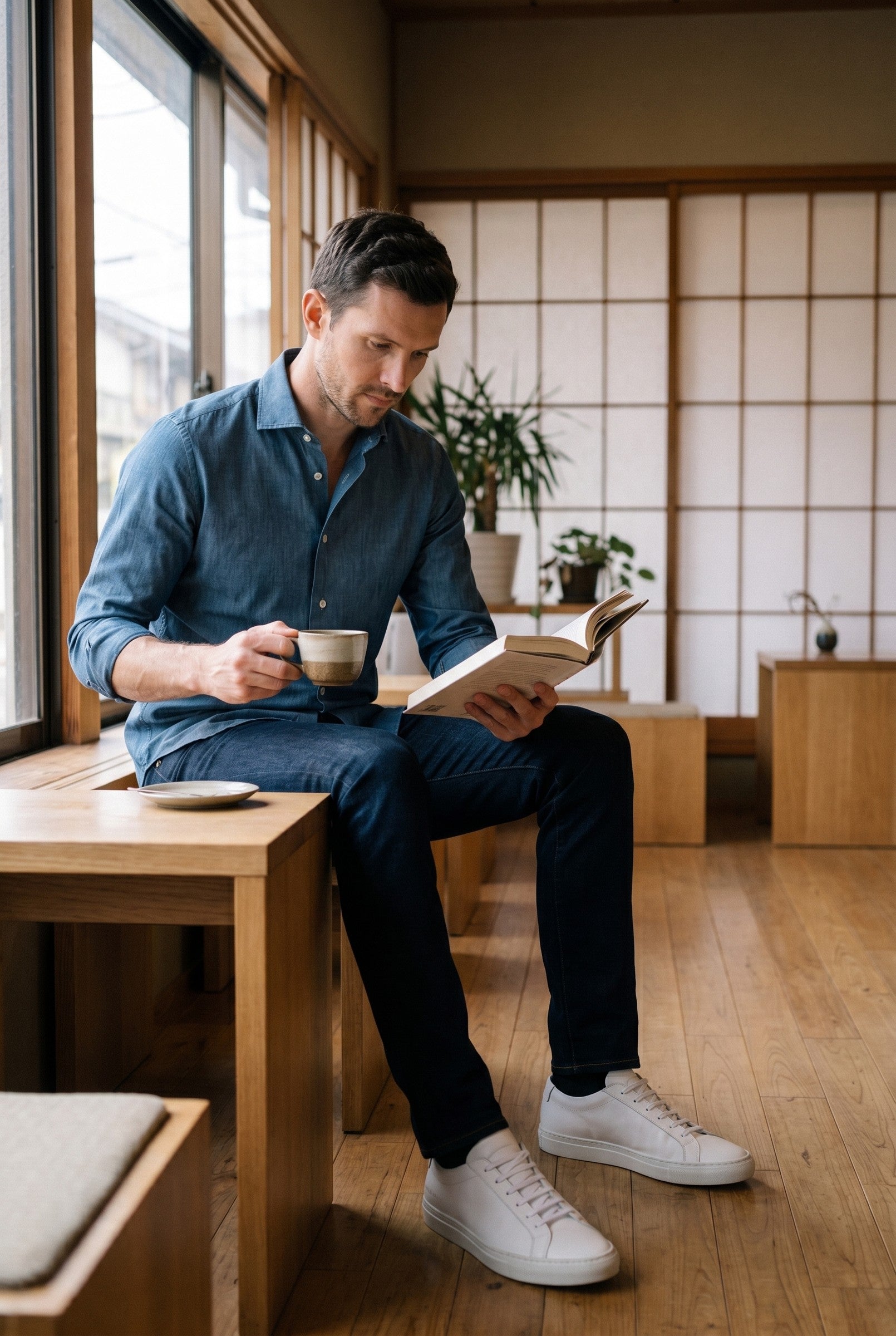Men's Slim Chambray Shirt | Blackstone London