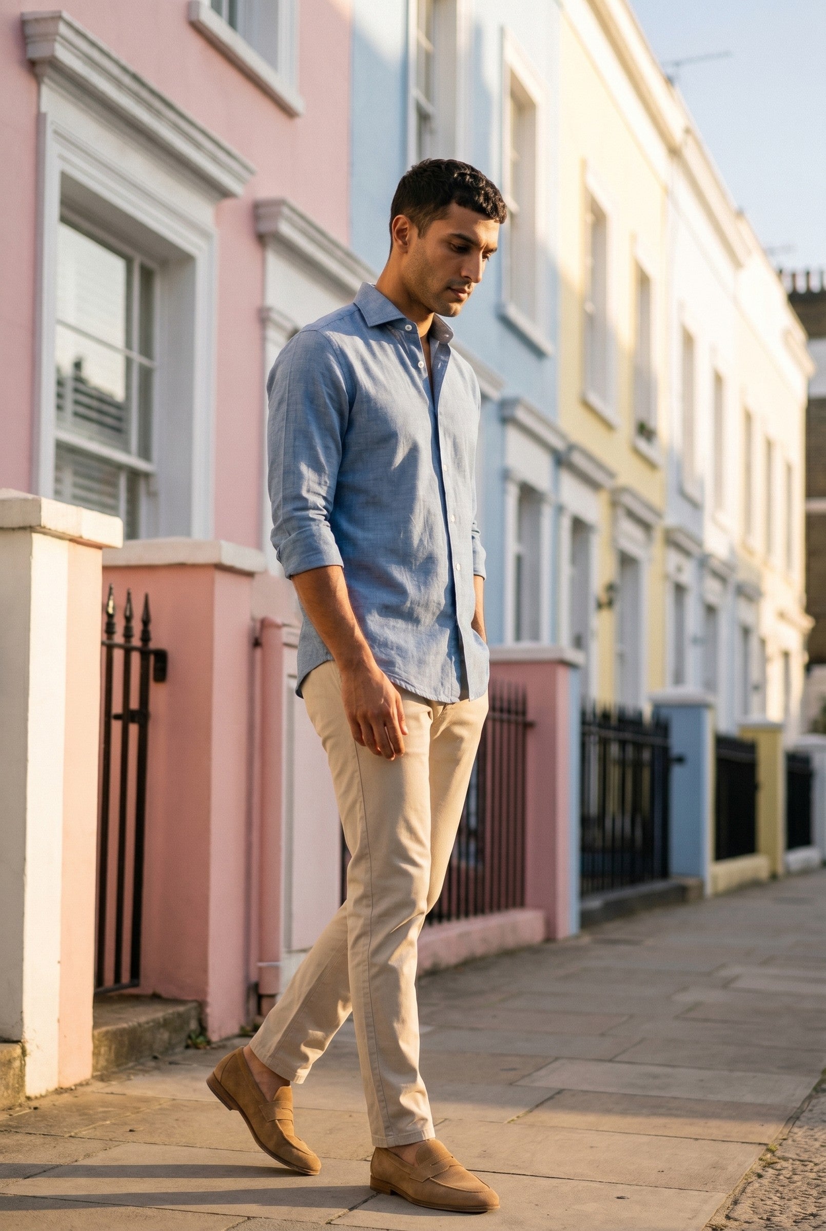 Men's Slim Chambray Shirt | Blackstone London