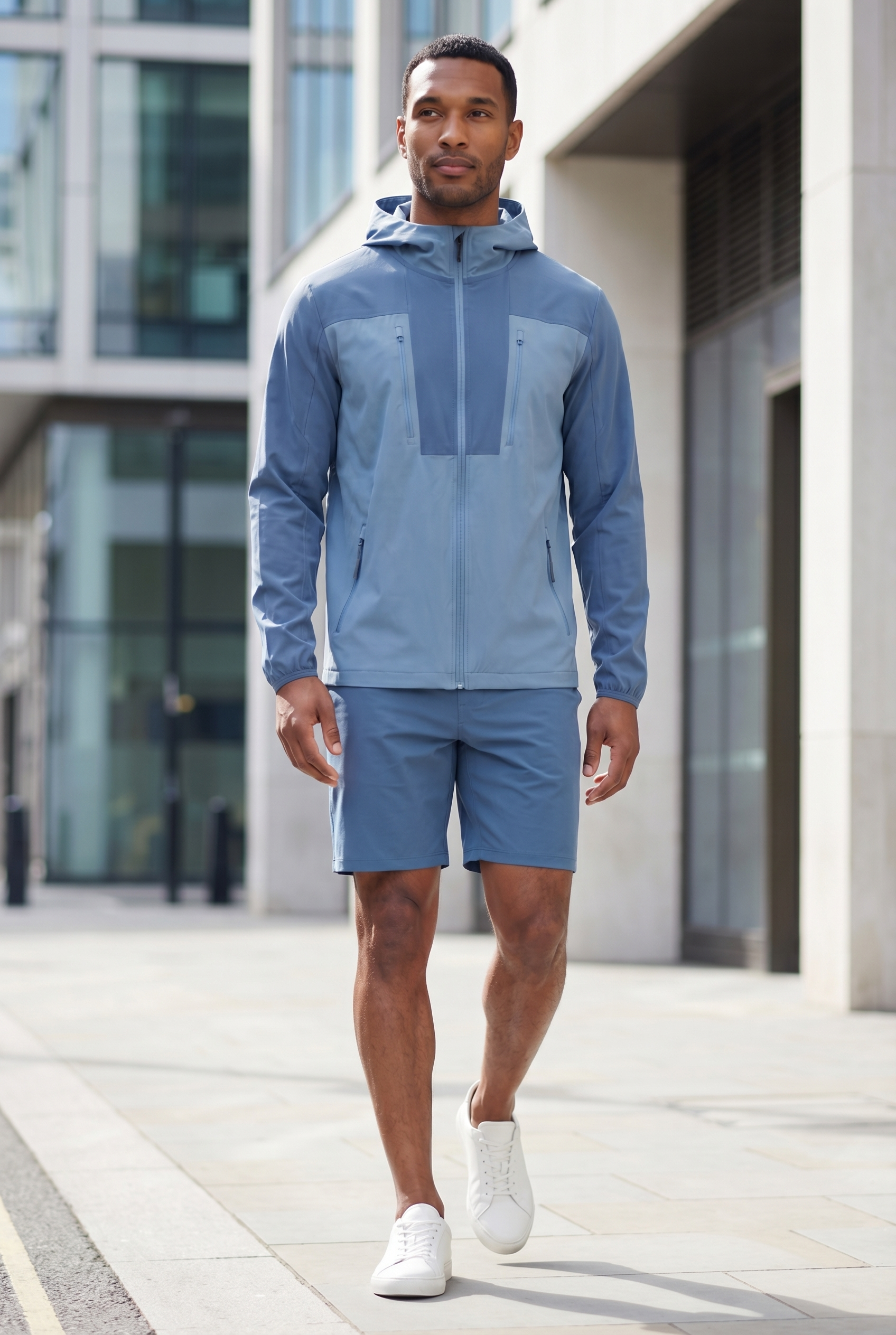 Men's Lightweight Hooded Jacket & Shorts 2-Piece Set | Blackstone London