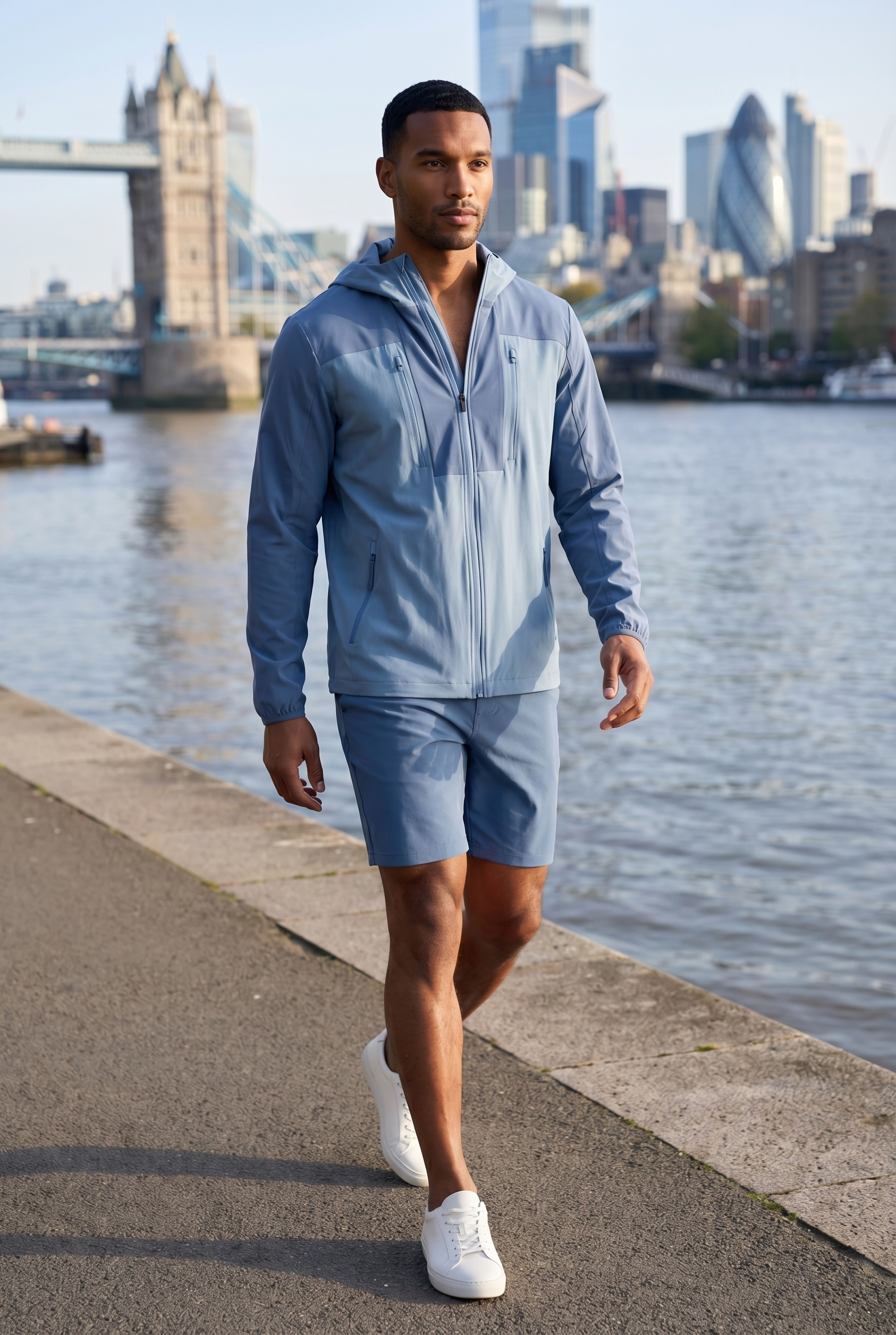 Men's Lightweight Hooded Jacket & Shorts 2-Piece Set | Blackstone London