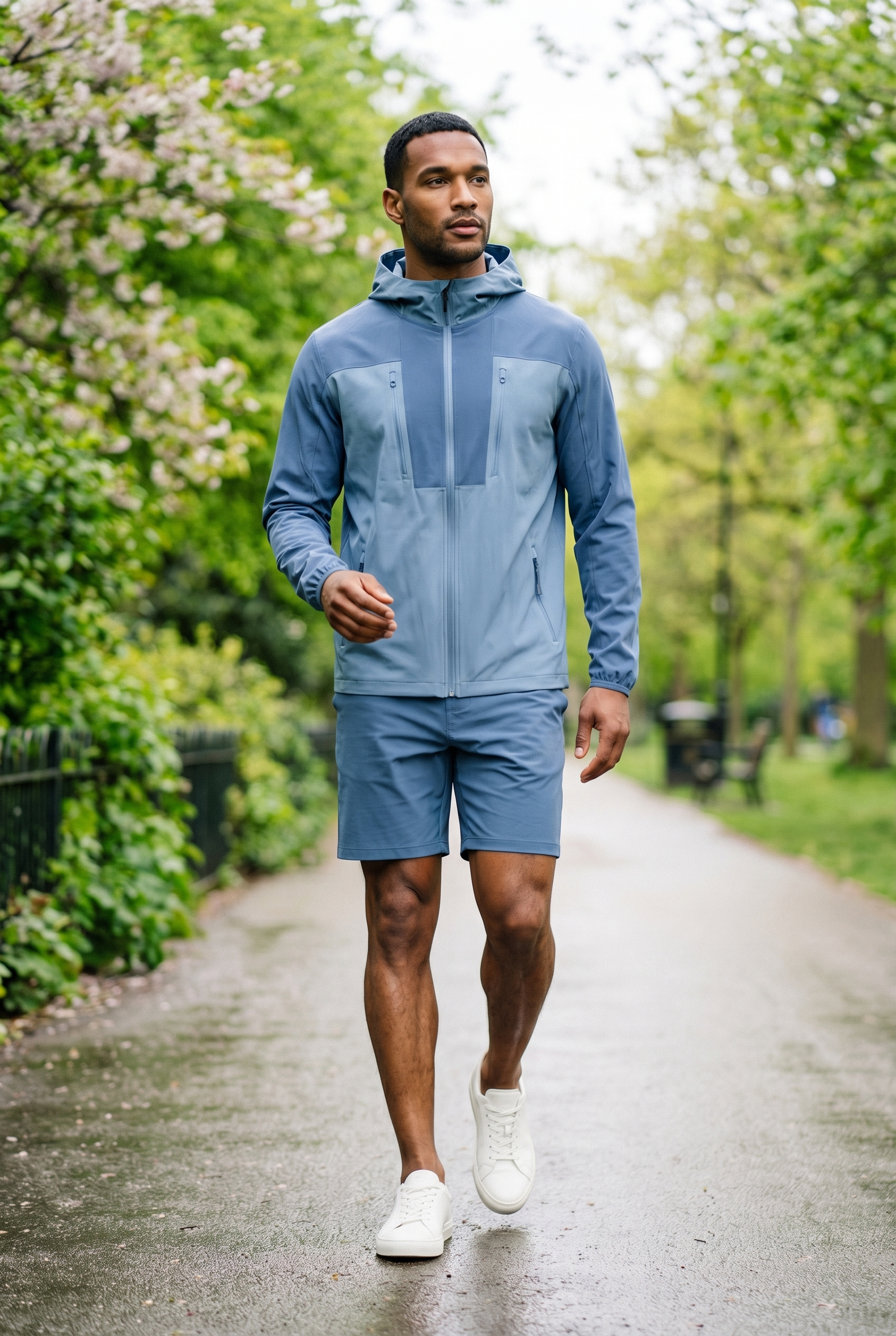 Men's Lightweight Hooded Jacket & Shorts 2-Piece Set | Blackstone London