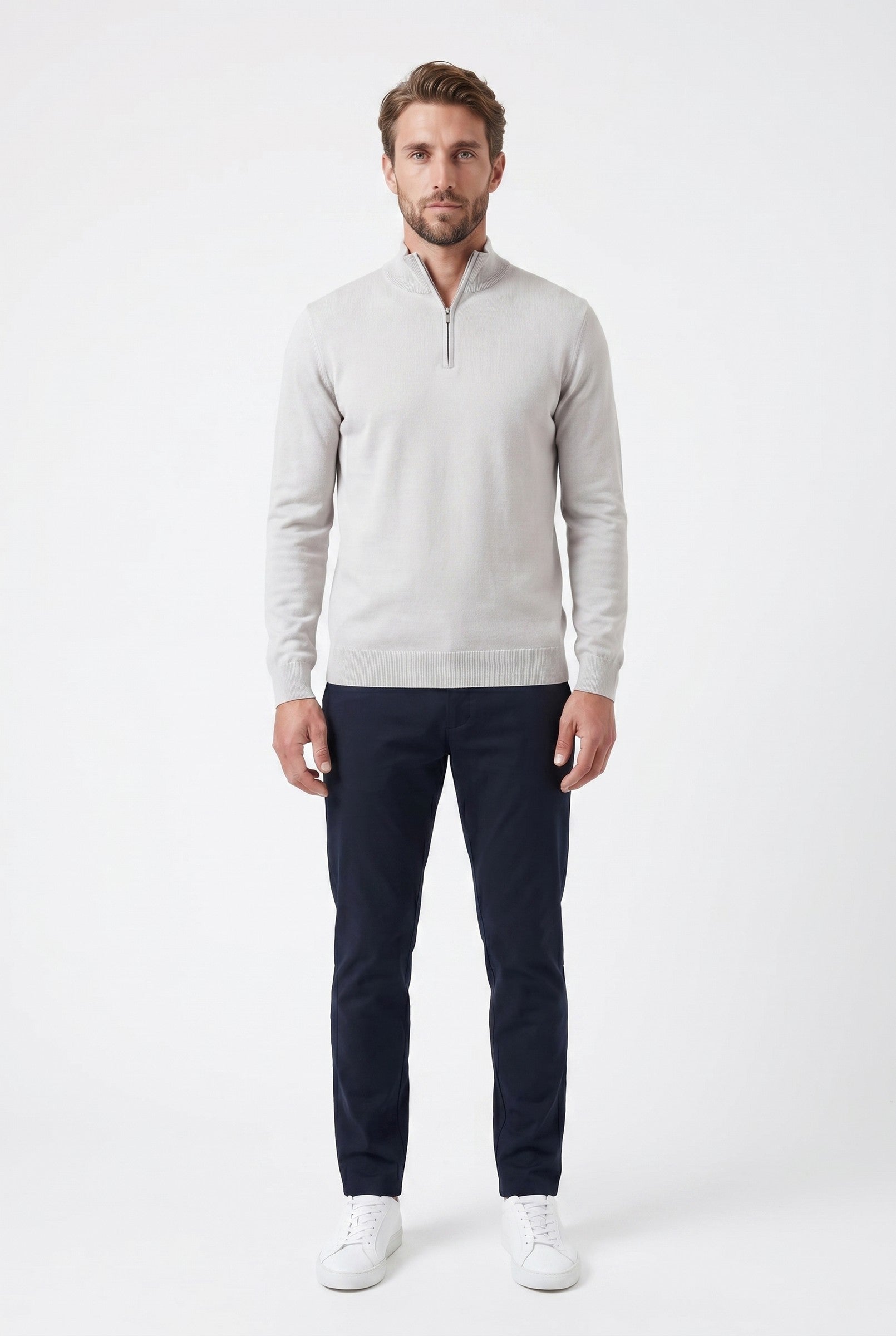 Men's Cotton Knitted Half-Zip Funnel | Blackstone London