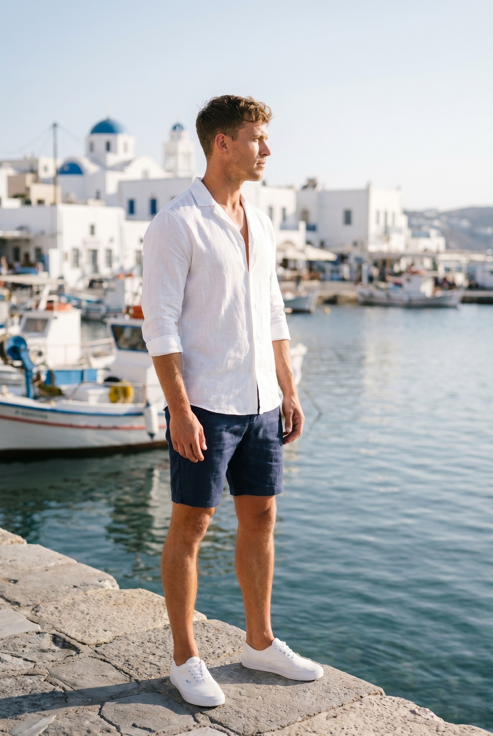 Men's Stretch Linen Blend Cuban Collar Shirt | Blackstone London