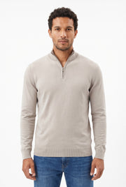 Men's Cotton Knitted Half Zip Funnel Neck Jumper | Blackstone London