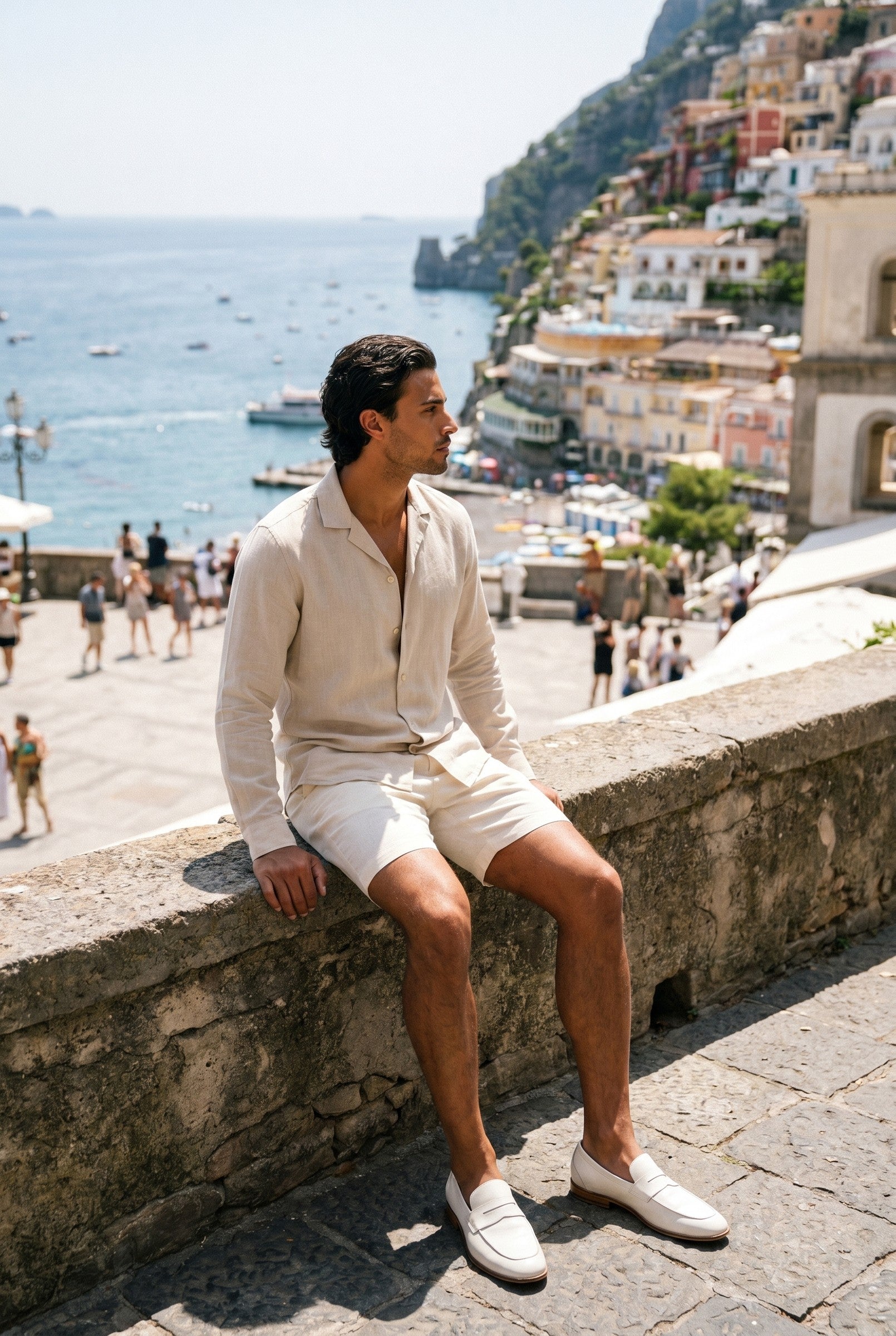 Men's Stretch Linen Blend Cuban Collar Shirt | Blackstone London