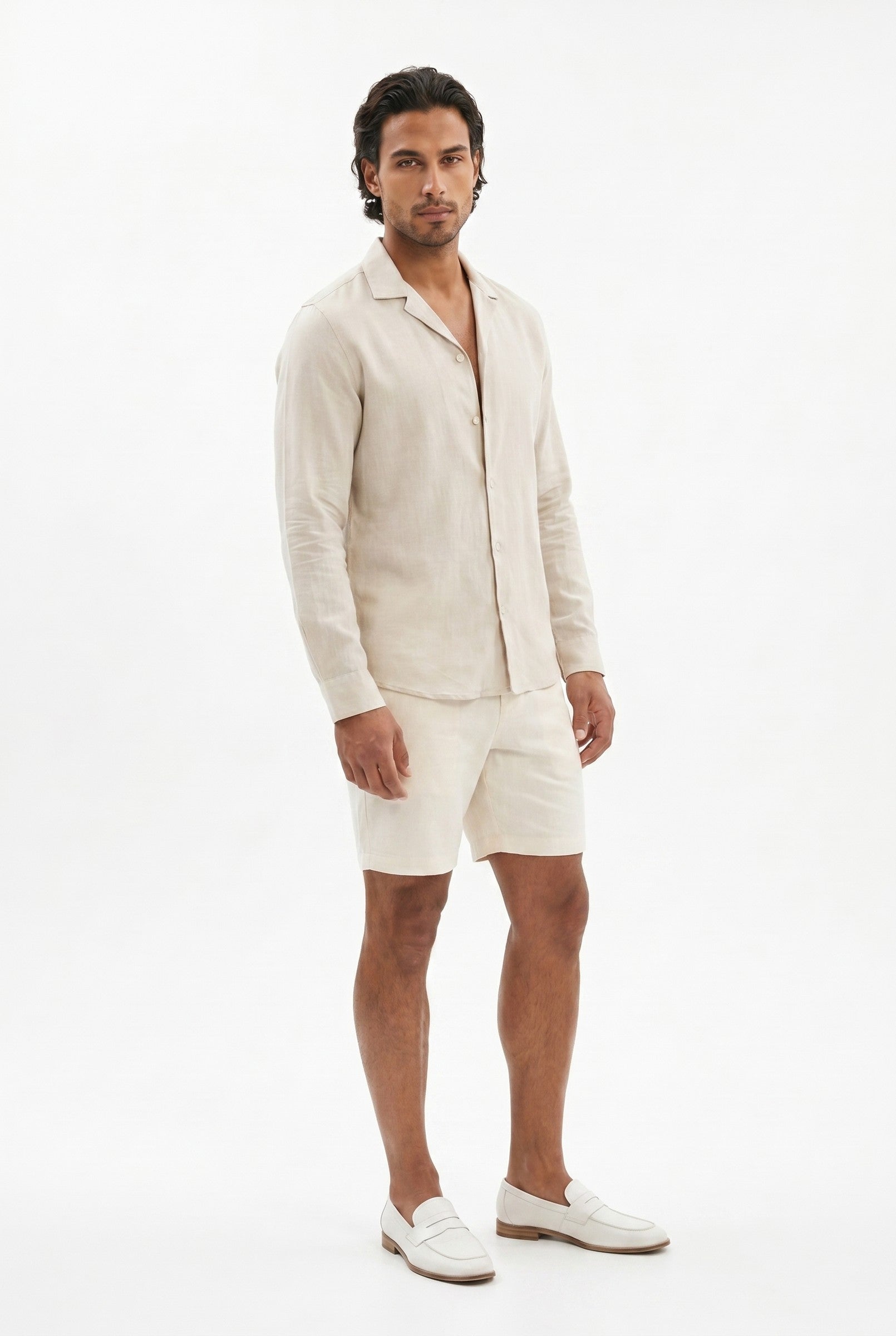 Men's Stretch Linen Blend Cuban Collar Shirt | Blackstone London