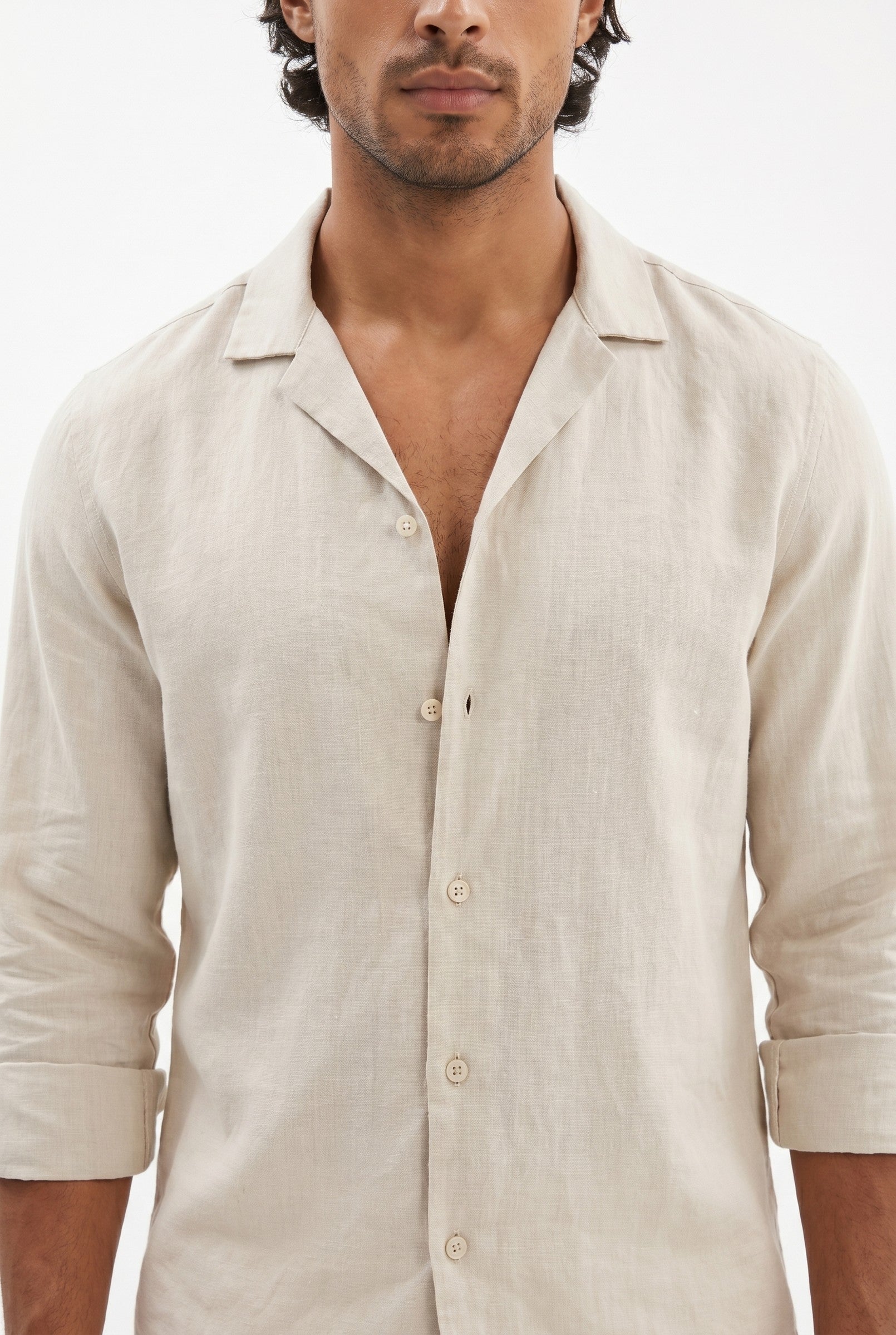 Men's Stretch Linen Blend Cuban Collar Shirt | Blackstone London