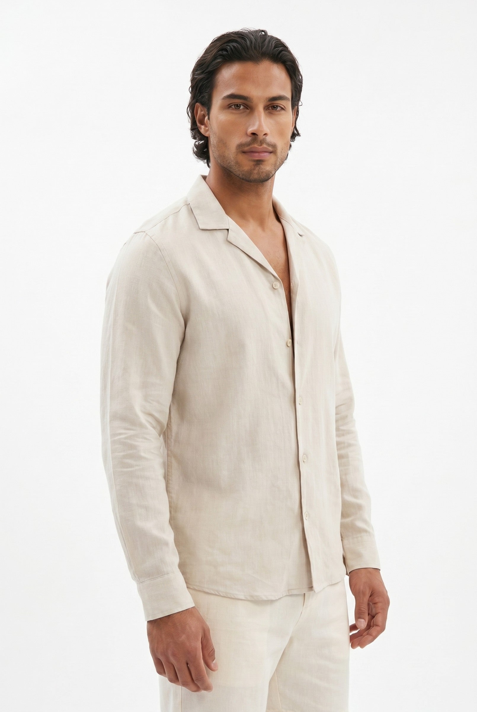 Men's Stretch Linen Blend Cuban Collar Shirt | Blackstone London