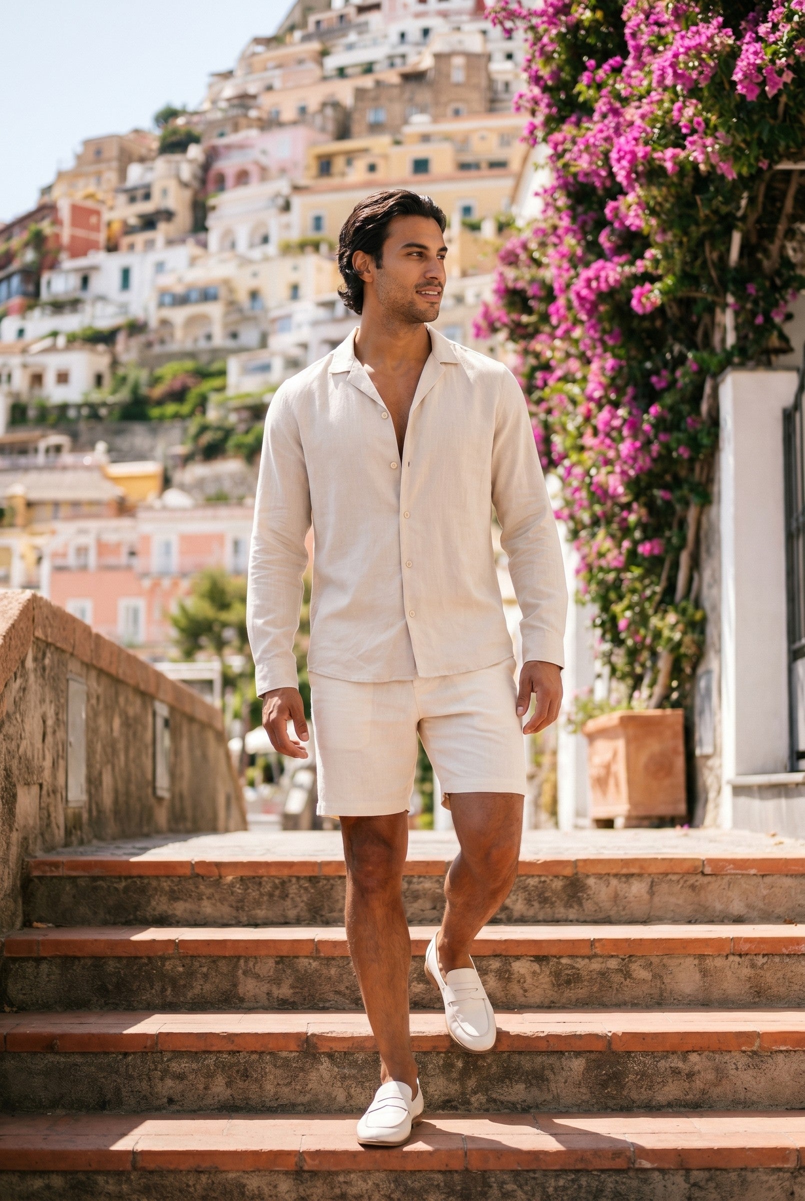 Men's Stretch Linen Blend Cuban Collar Shirt | Blackstone London