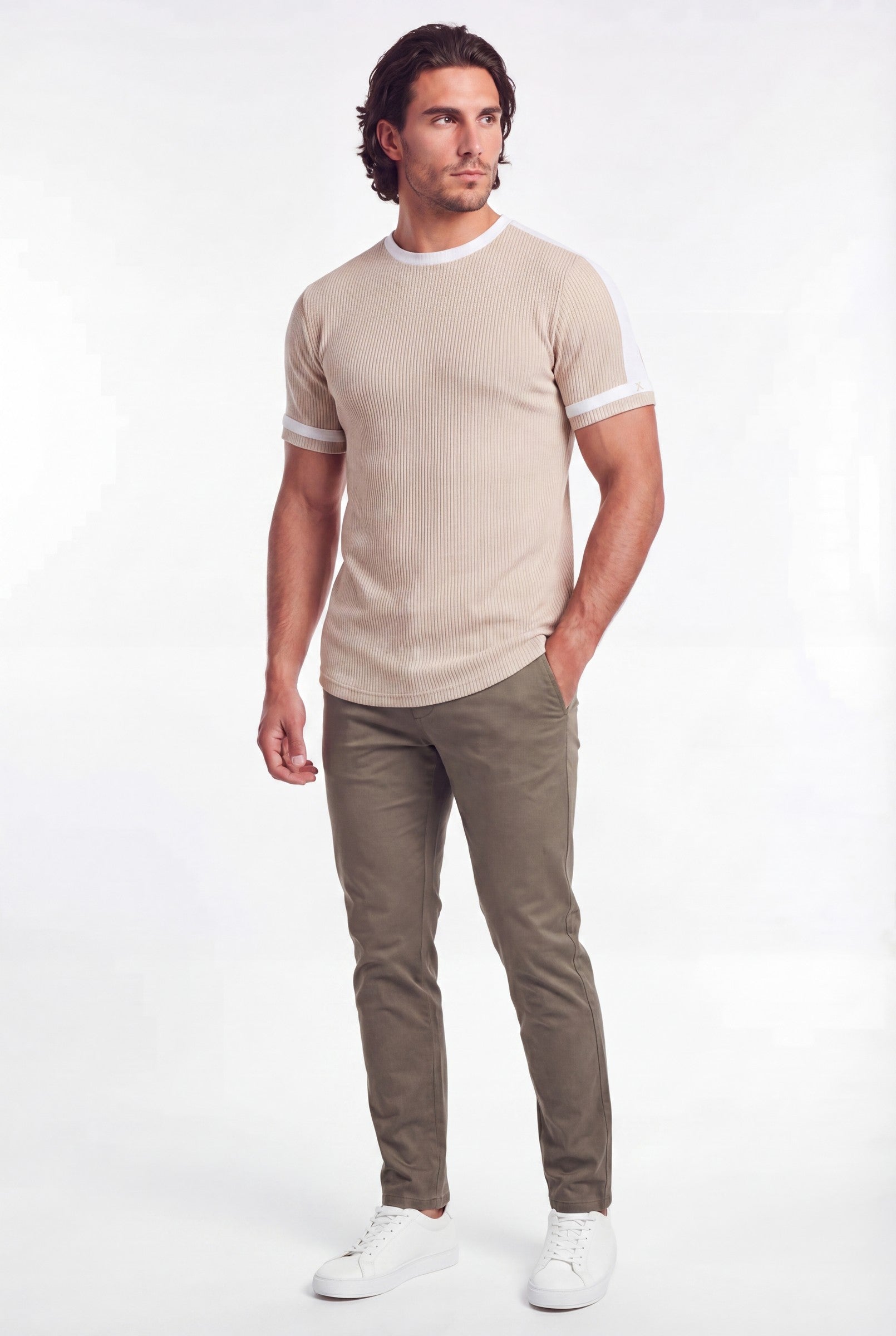 Men's Textured Ringer Crewneck T-Shirt | Blackstone London