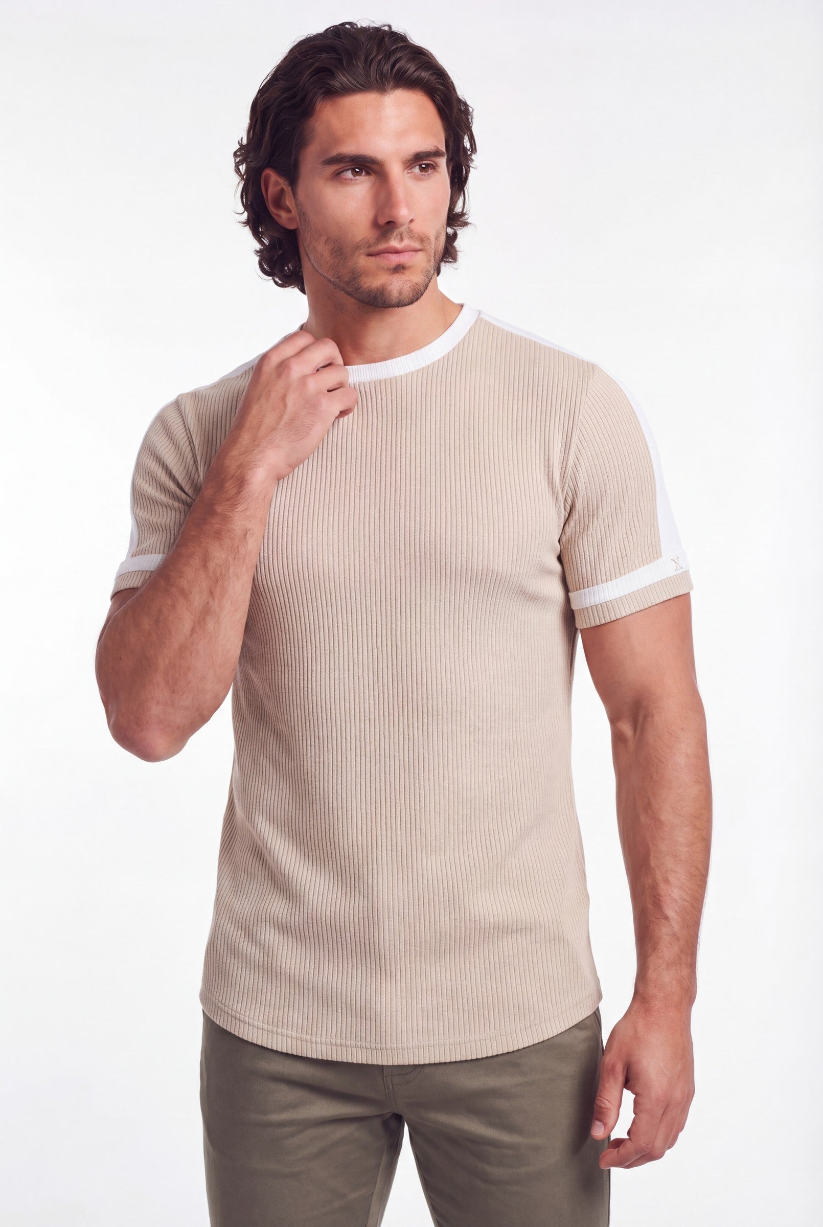 Men's Textured Ringer Crewneck T-Shirt | Blackstone London