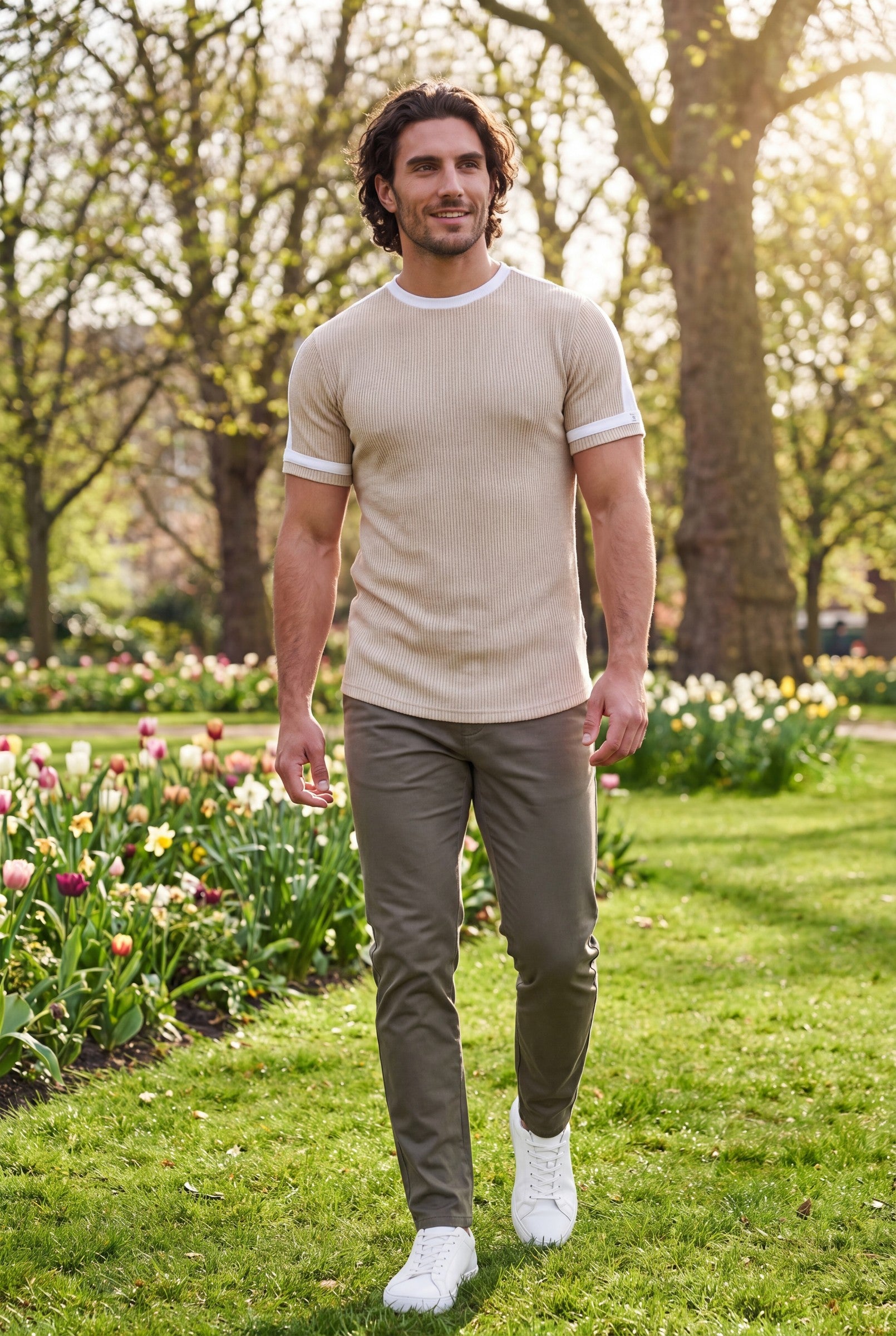 Men's Textured Ringer Crewneck T-Shirt | Blackstone London