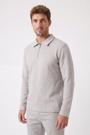 Men's Long Sleeve Textured Polo | Blackstone London