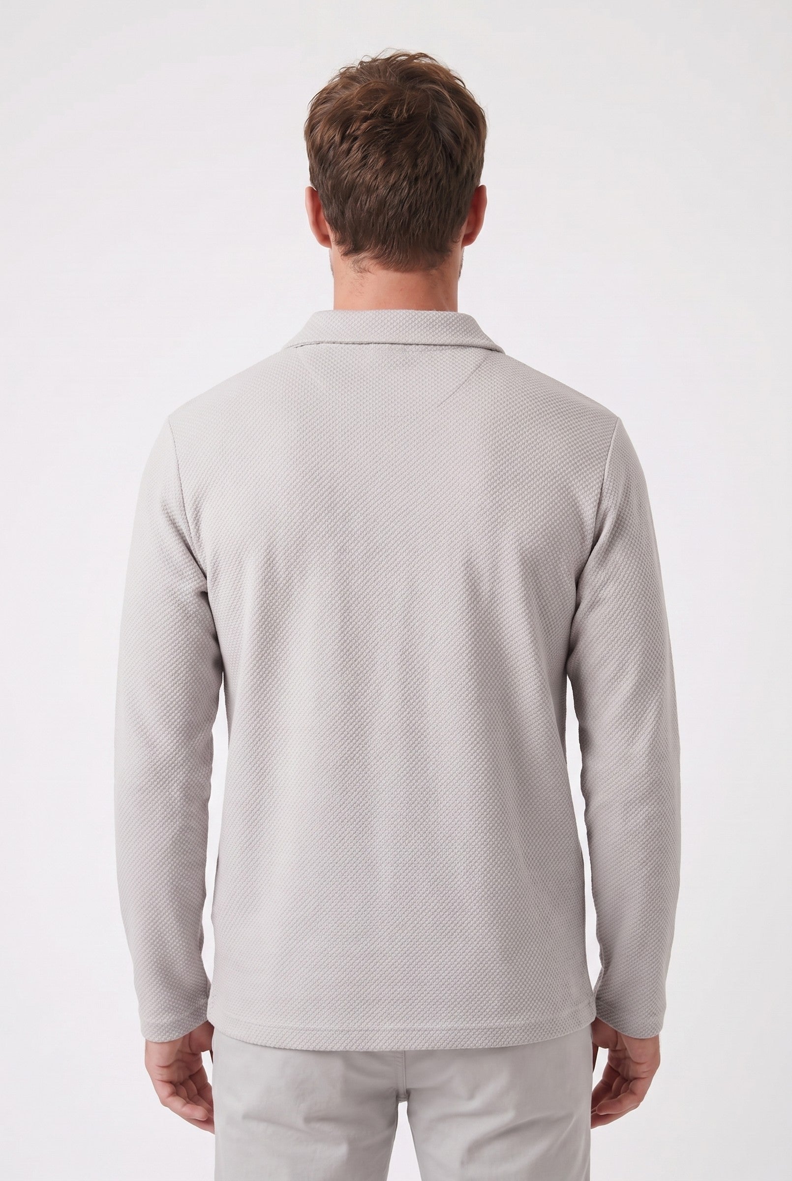 Men's Long Sleeve Textured Polo | Blackstone London
