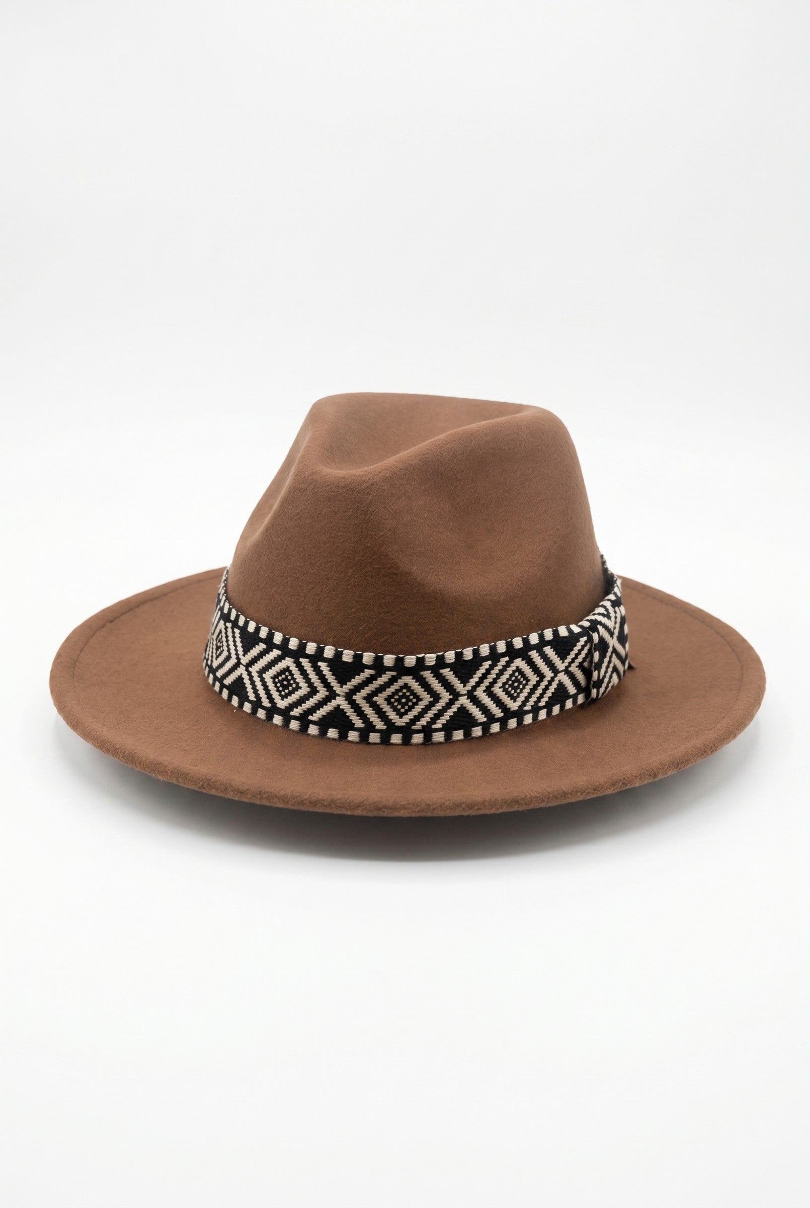 Men's Wide Brim Fedora Hat with Aztec Band | Blackstone London