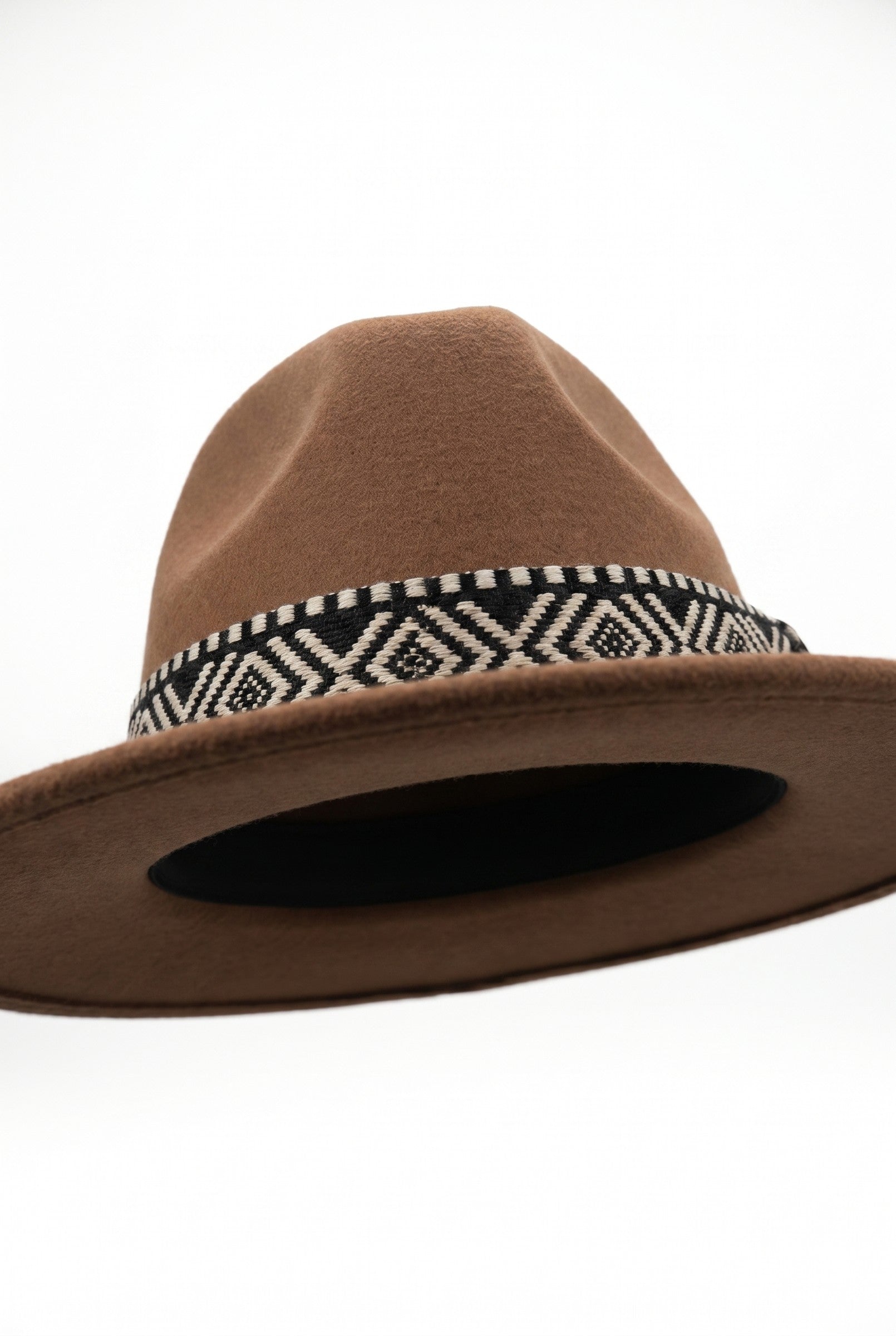 Men's Wide Brim Fedora Hat with Aztec Band | Blackstone London