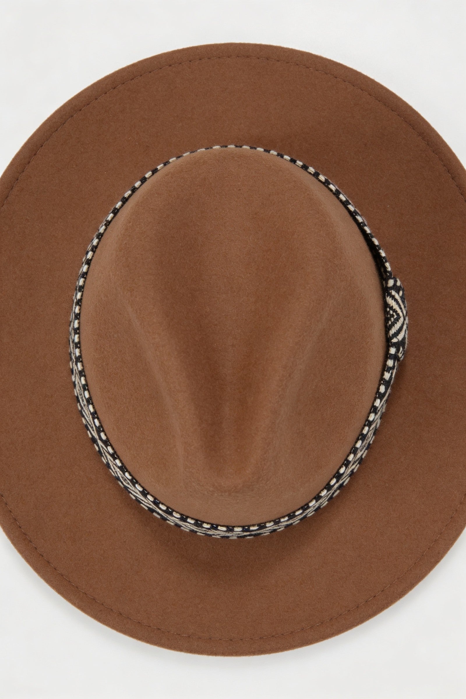 Men's Wide Brim Fedora Hat with Aztec Band | Blackstone London
