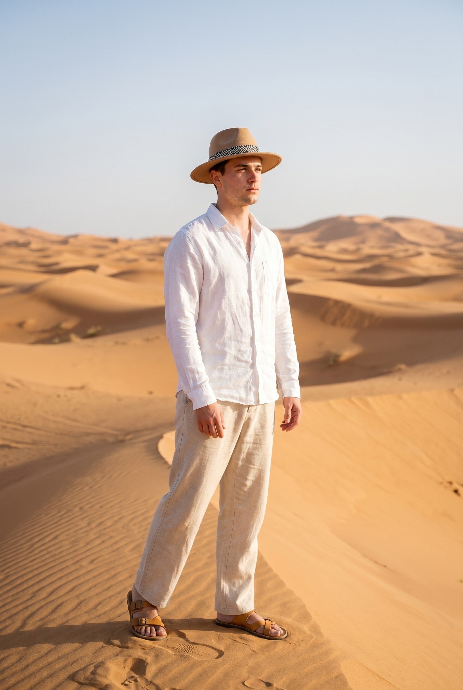 Men's Wide Brim Fedora Hat with Aztec Band | Blackstone London