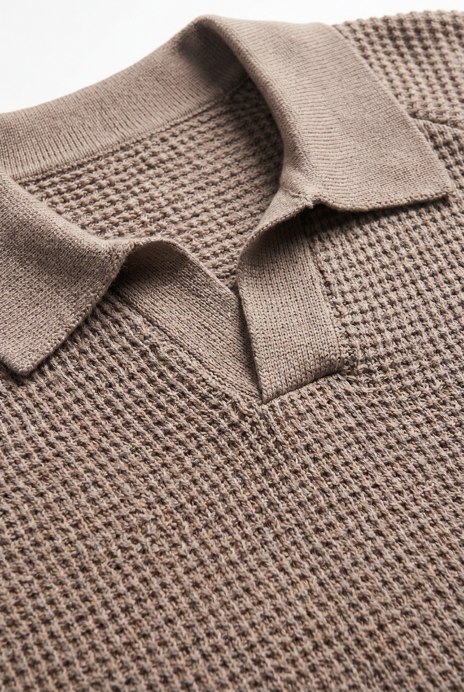 Men's Textured Knitted Open Collar Polo | Blackstone London