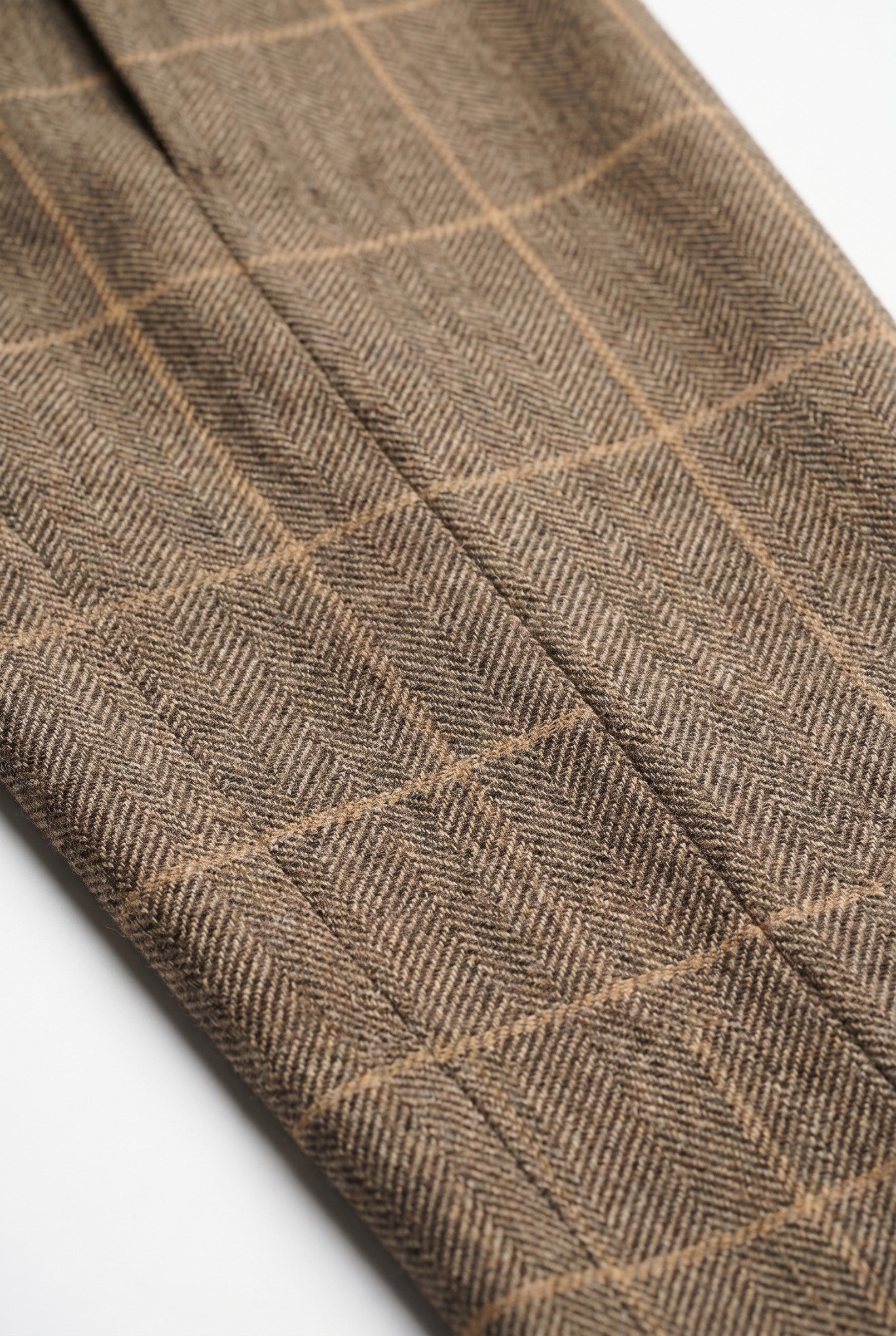 Men's Ted Tan Tweed Herringbone Check Trousers | Blackstone London