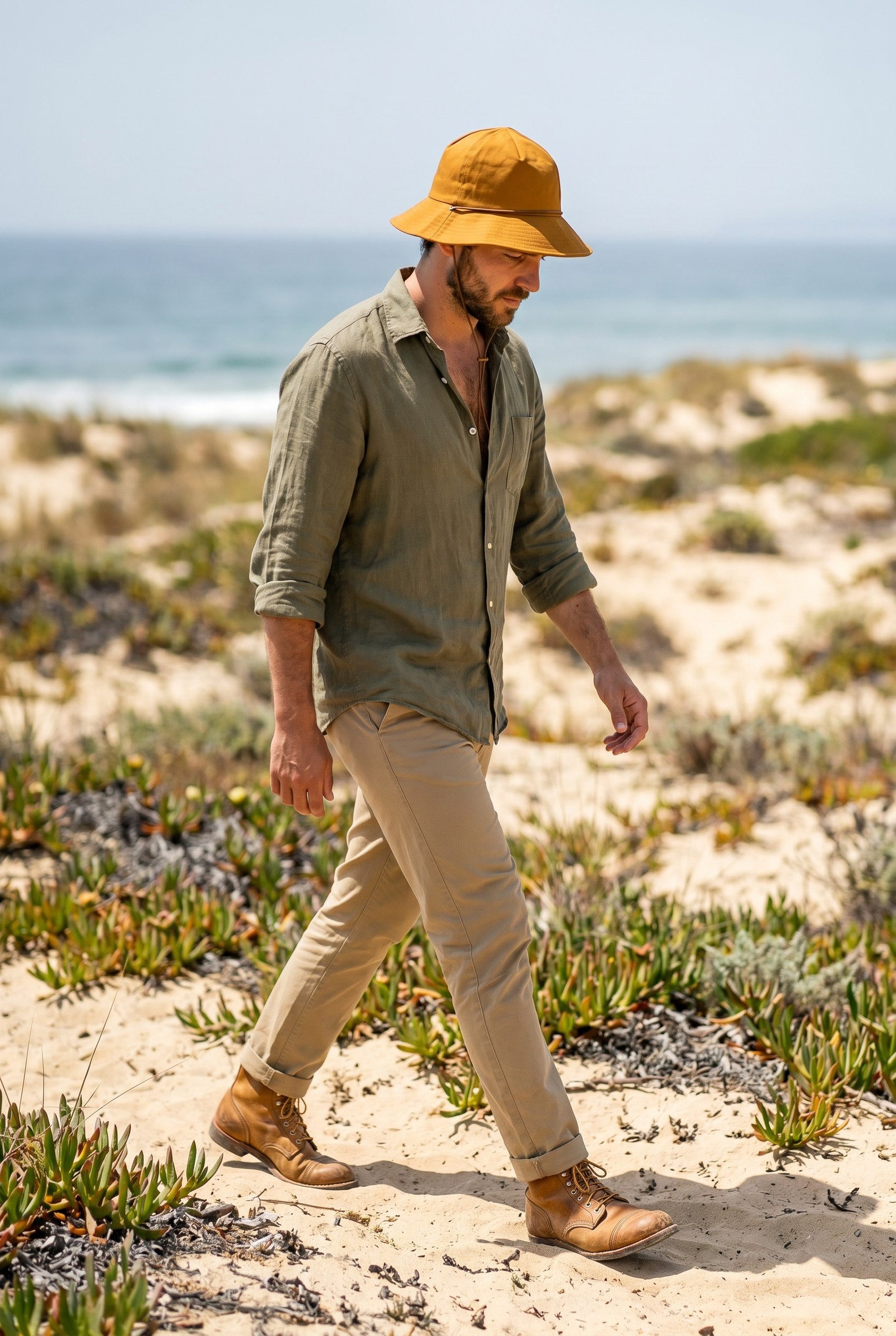 Men's Tan Outdoor Bucket Hat | Blackstone London