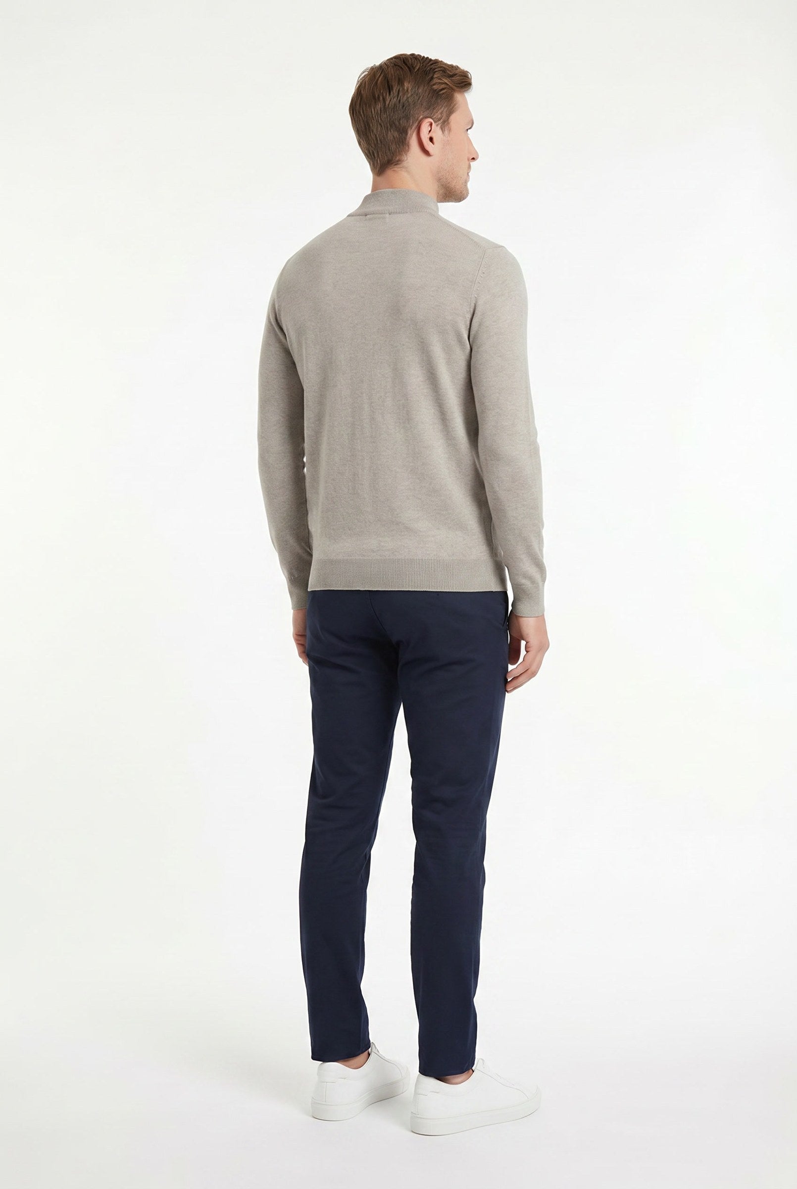 Men's Ultra Fine Cotton Mock Neck Jumper | Blackstone London