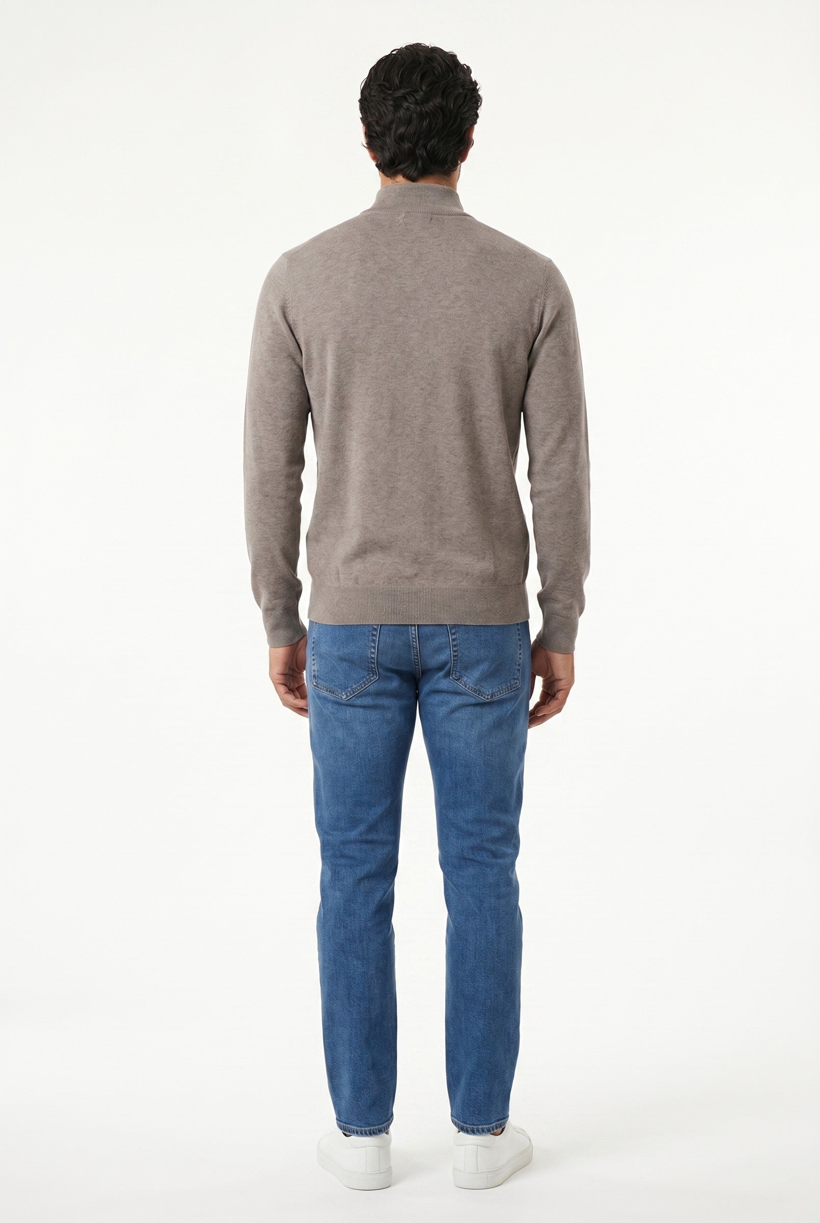 Men's Cotton Knitted Half Zip Funnel Neck Jumper | Blackstone London