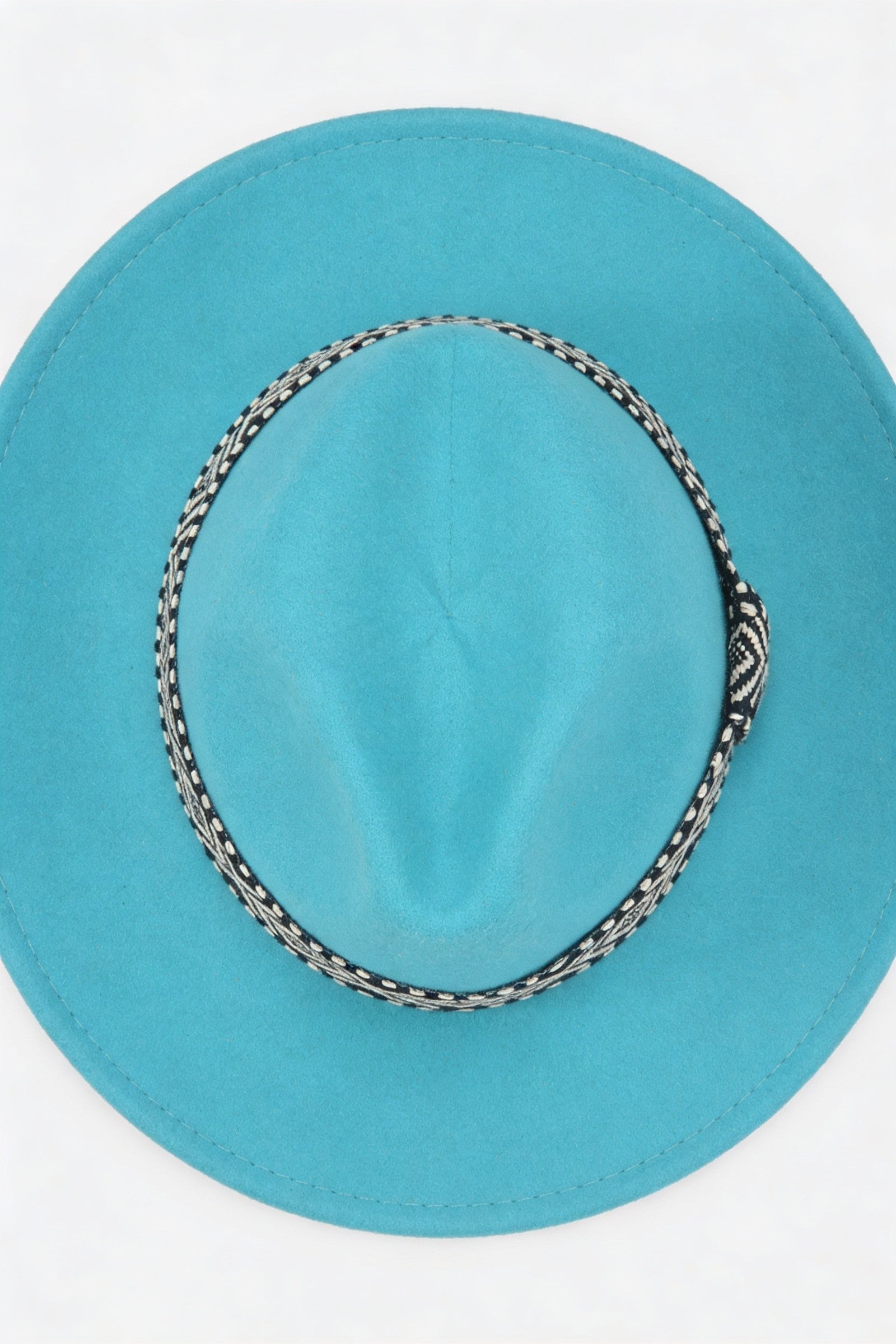 Men's Wide Brim Fedora Hat with Aztec Band | Blackstone London