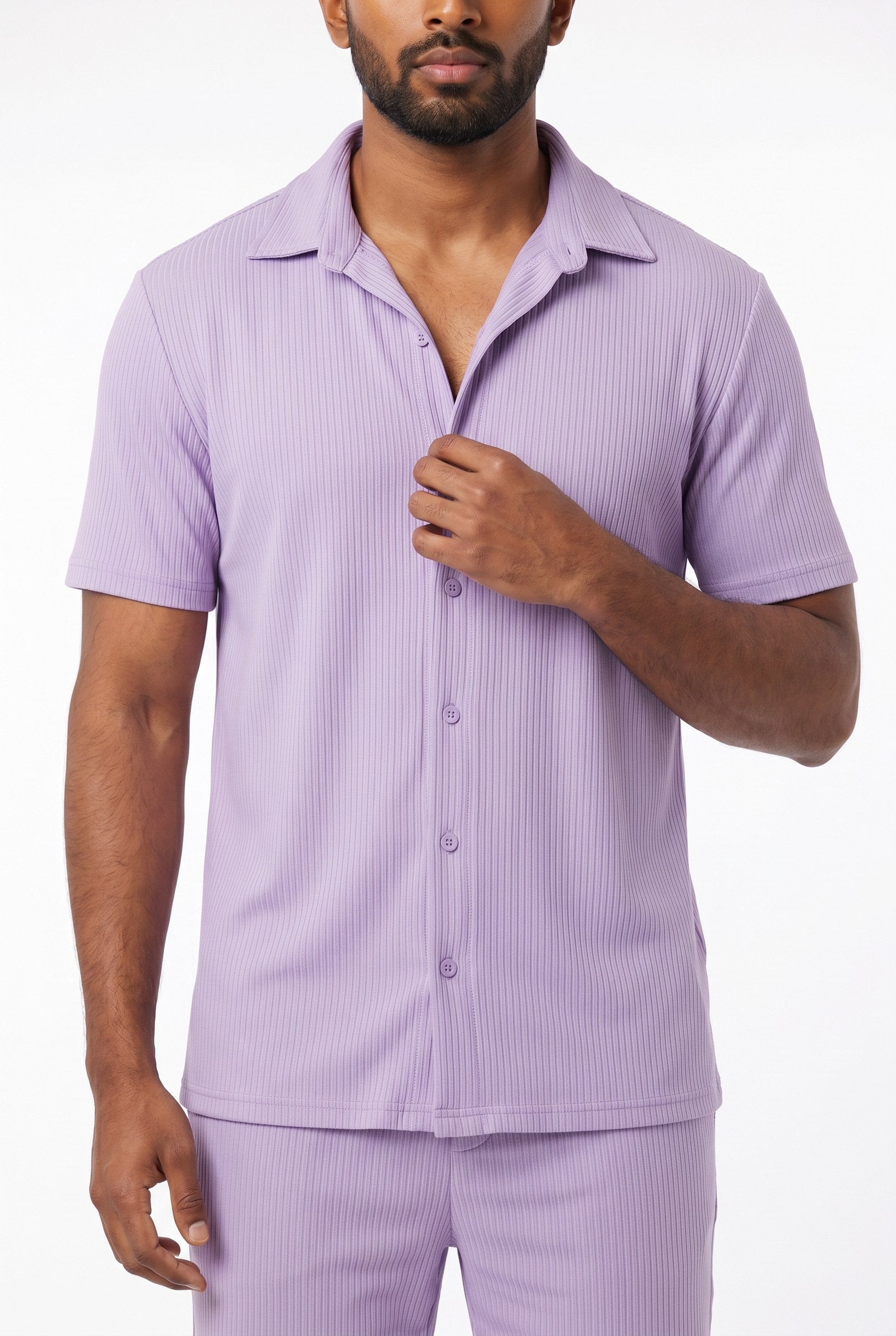 Men's Cuban Collar Knit Shirt & Shorts 2-Piece Set | Blackstone London