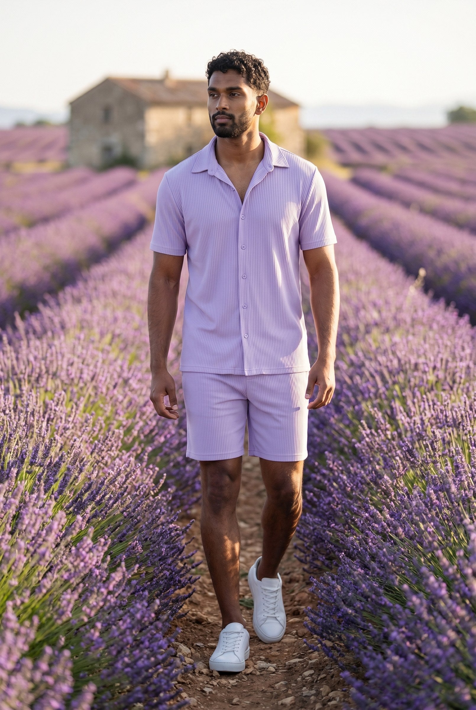 Men's Cuban Collar Knit Shirt & Shorts 2-Piece Set | Blackstone London