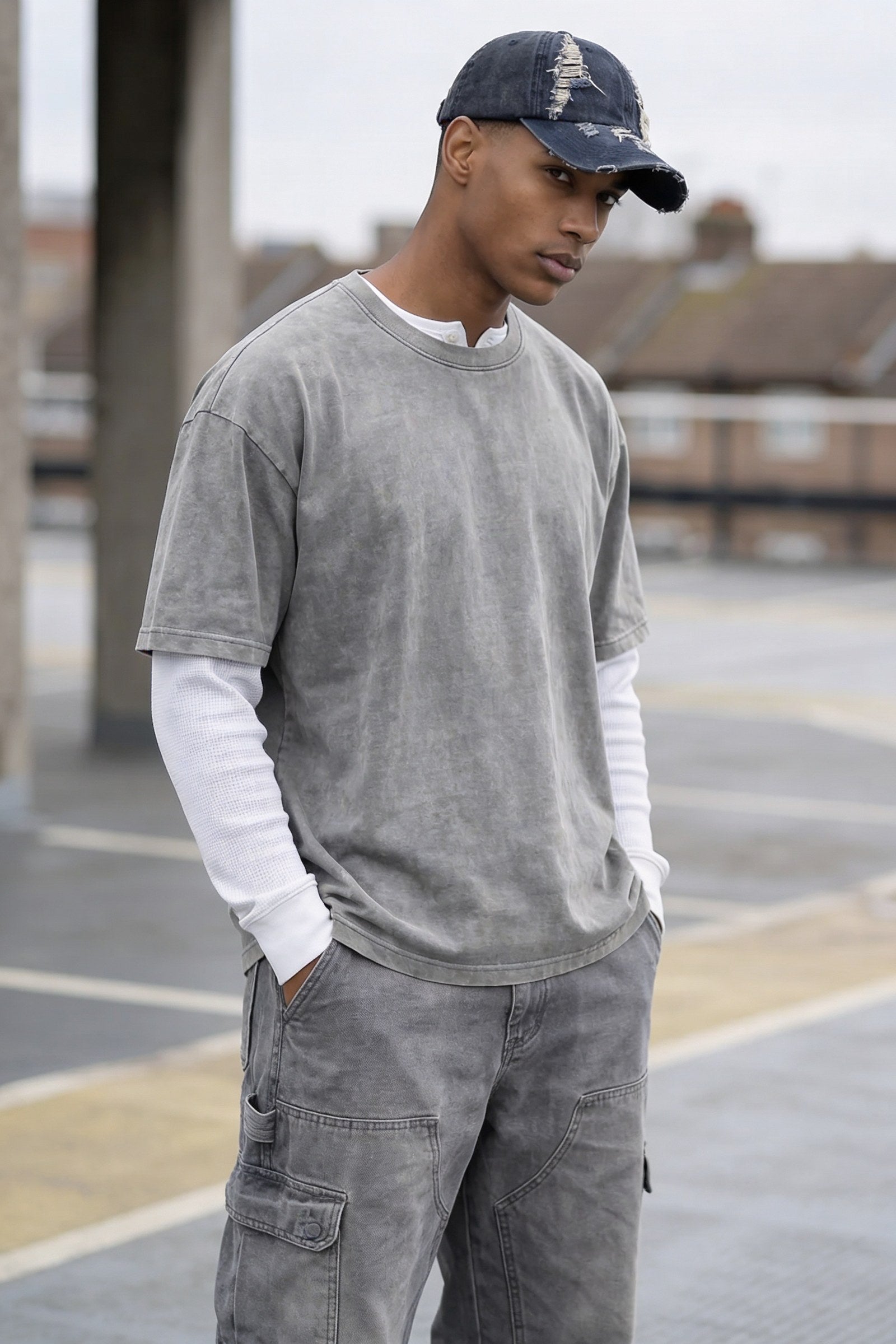 Men's Washed Distressed 6-Panel Cap | Blackstone London
