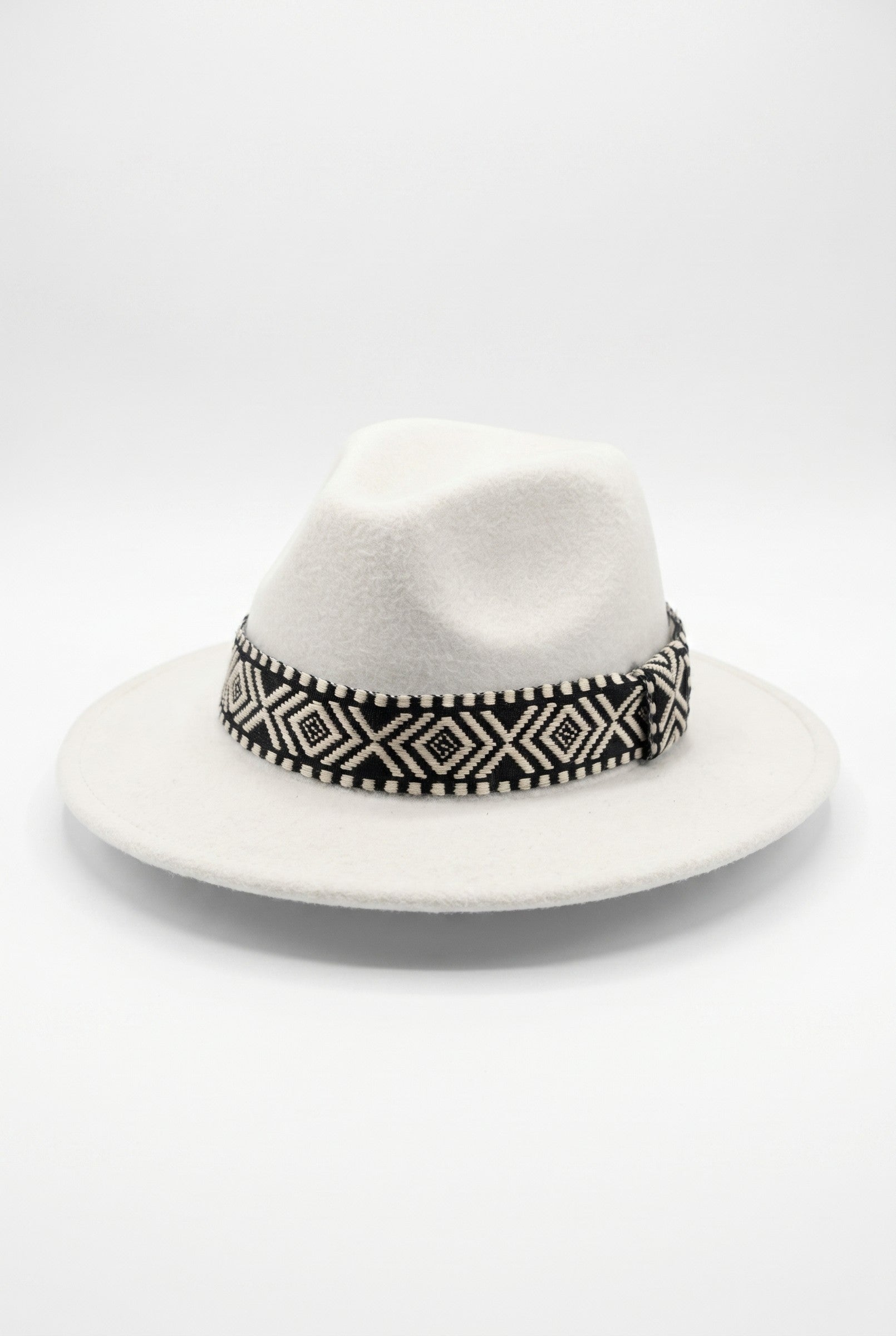 Men's Wide Brim Fedora Hat with Aztec Band | Blackstone London