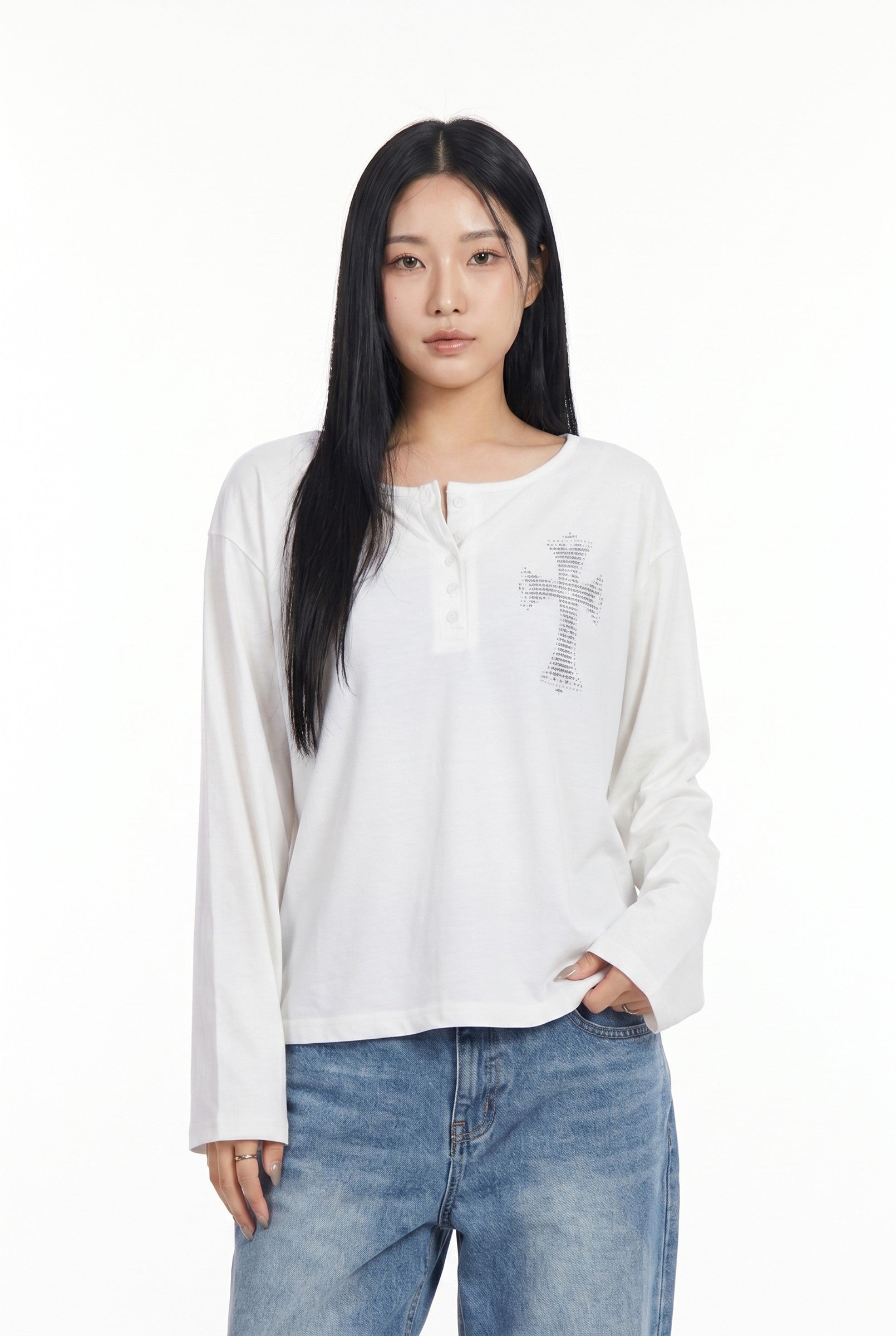 Women's Cross Detail Oversized Long Sleeve Top | Blackstone London