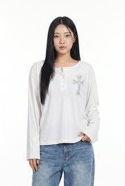 Women's Cross Detail Oversized Long Sleeve Top | Blackstone London