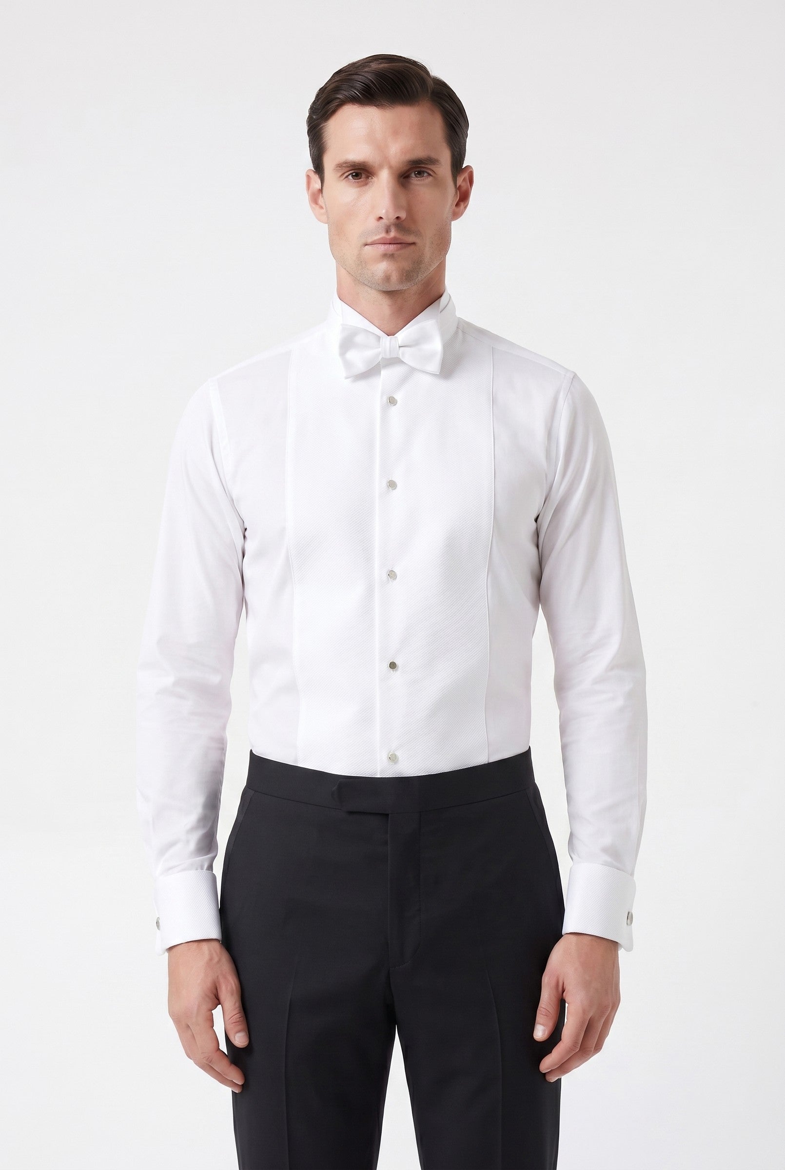 Men's White Wing Collar Tuxedo Shirt | Blackstone London