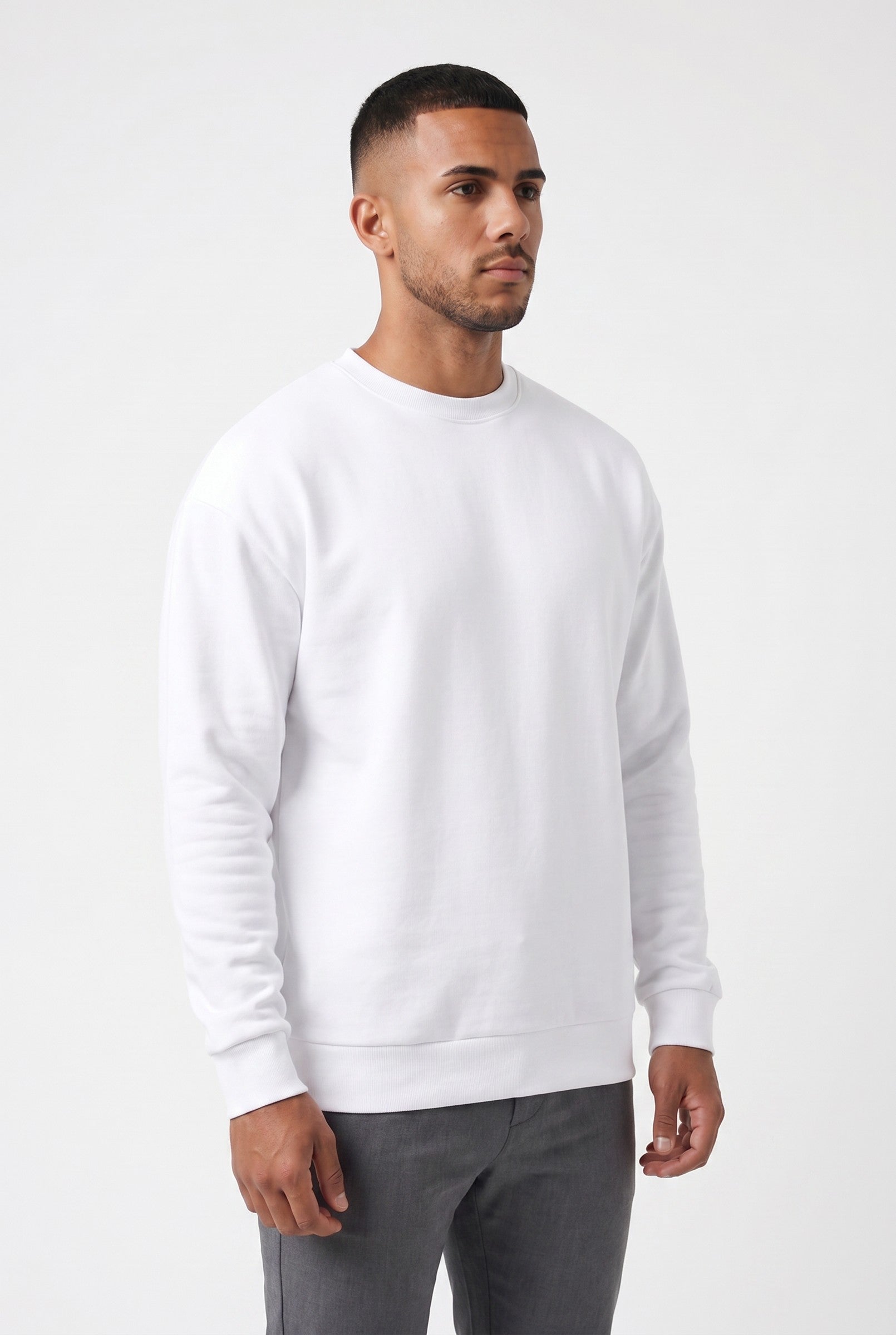 Men's Embossed Sweatshirt in White | Blackstone London
