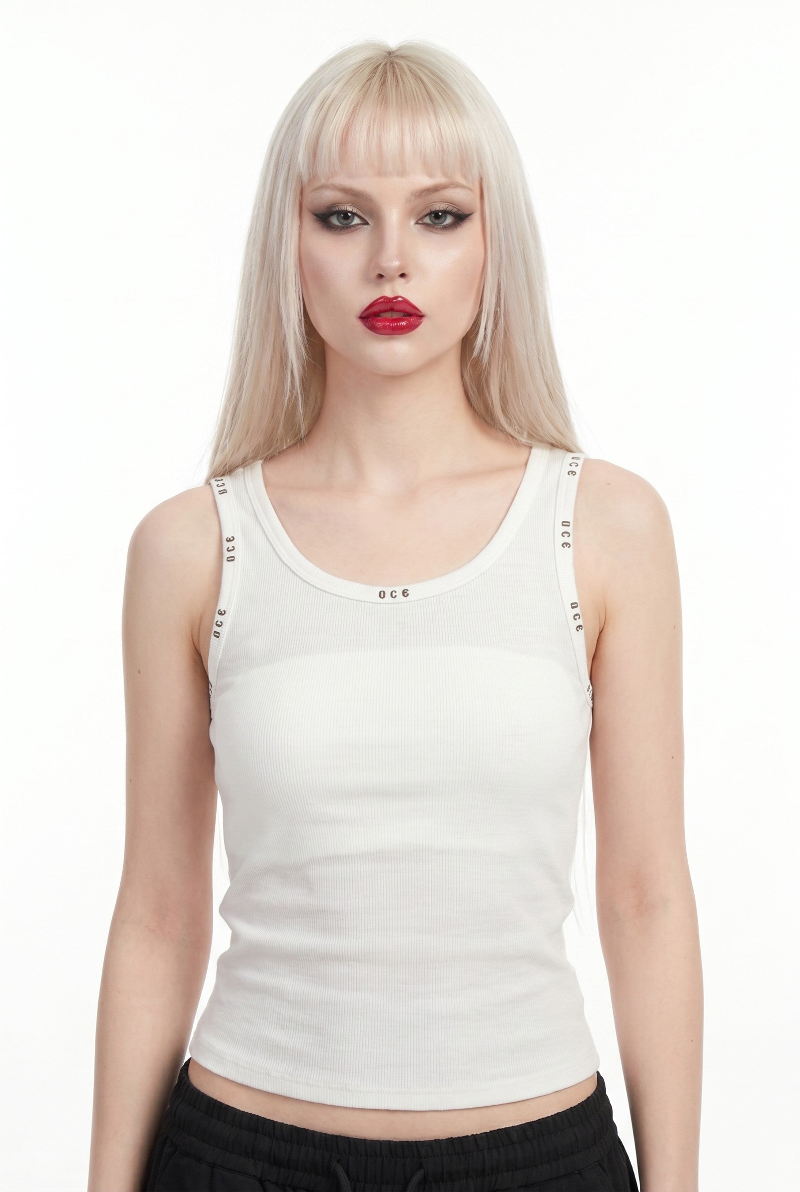 Women's Stud Detail Ribbed Tank | Blackstone London