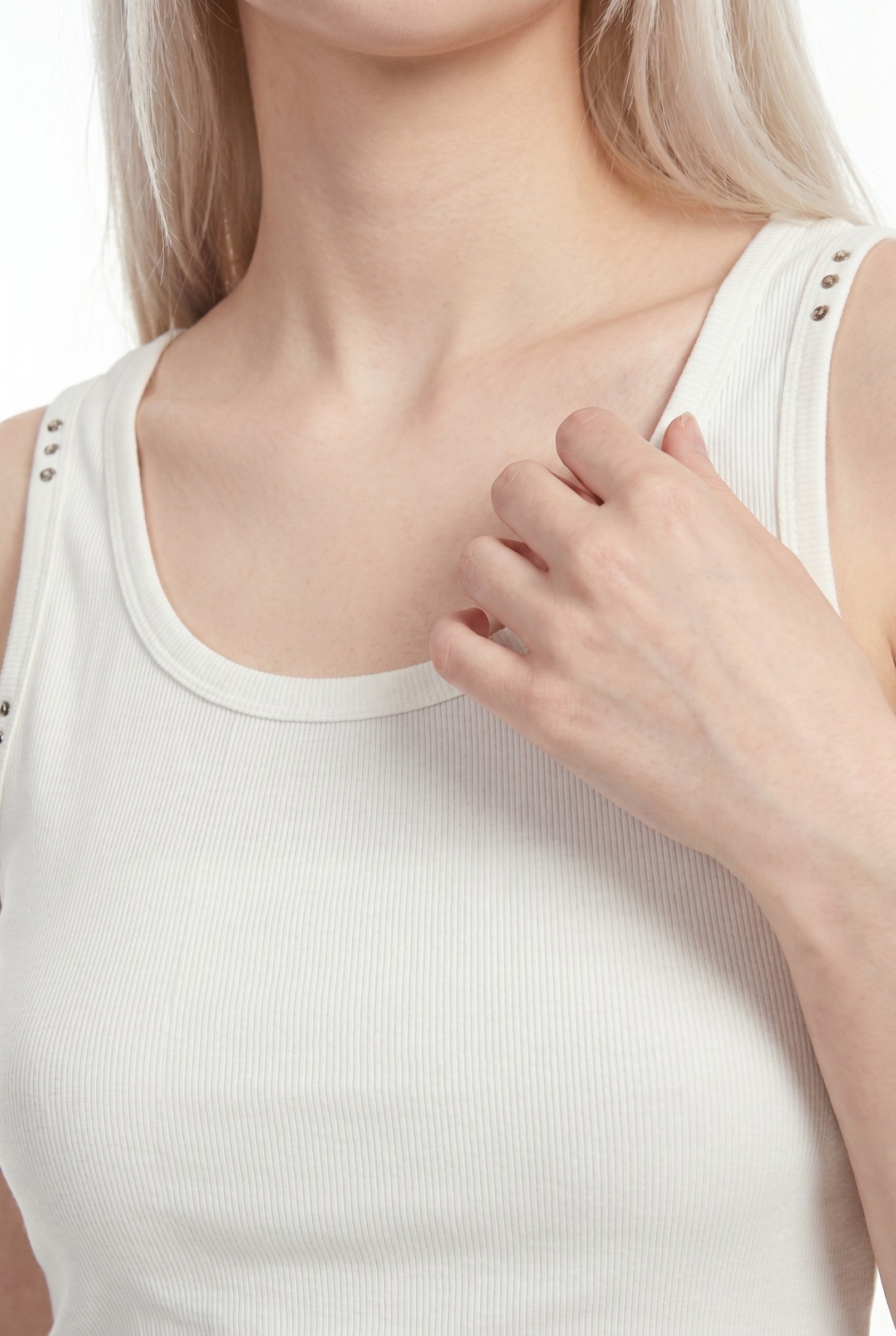 Women's Stud Detail Ribbed Tank | Blackstone London
