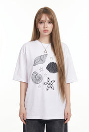 Women's Seashell Graphic Oversized T-Shirt | Blackstone London