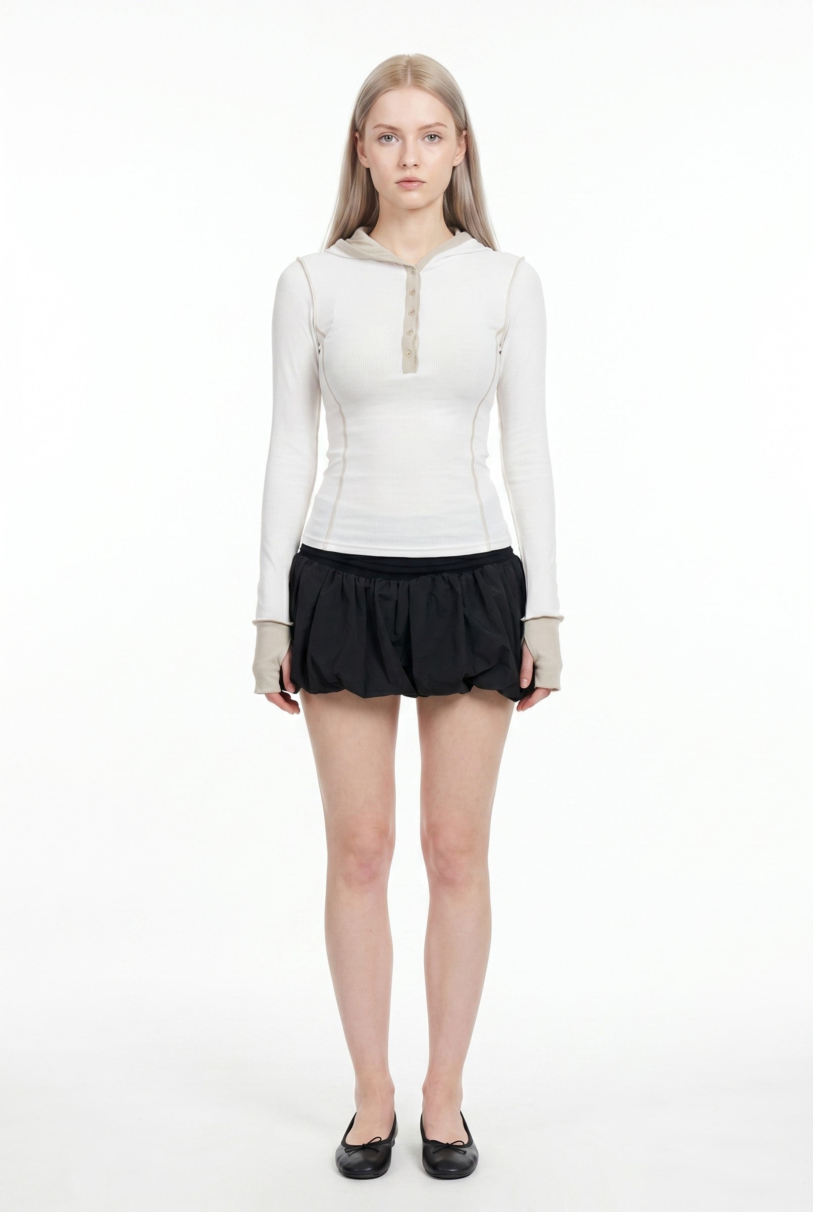 Women's Hooded Henley Long Sleeve Top | Blackstone London