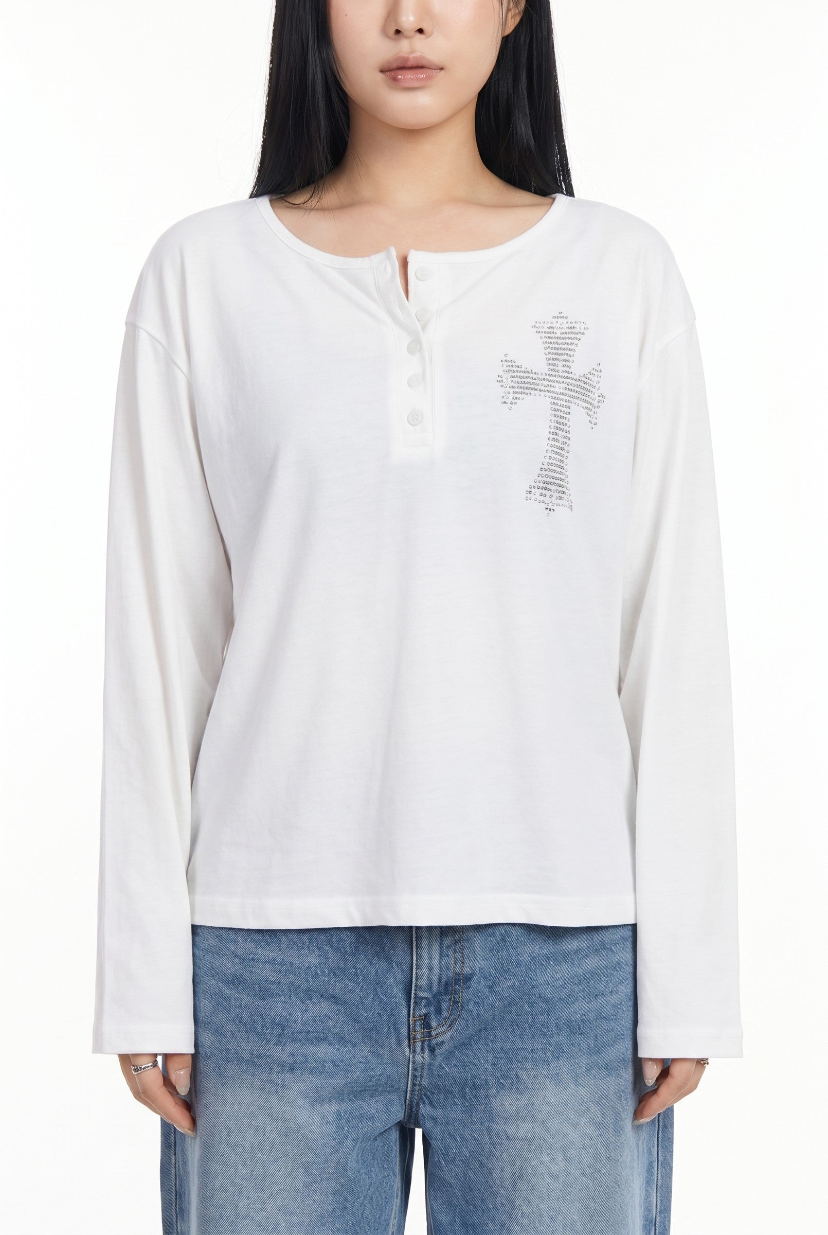 Women's Cross Detail Oversized Long Sleeve Top | Blackstone London