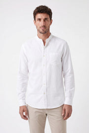 Men's Grandad Collar Cotton Shirt | Blackstone London