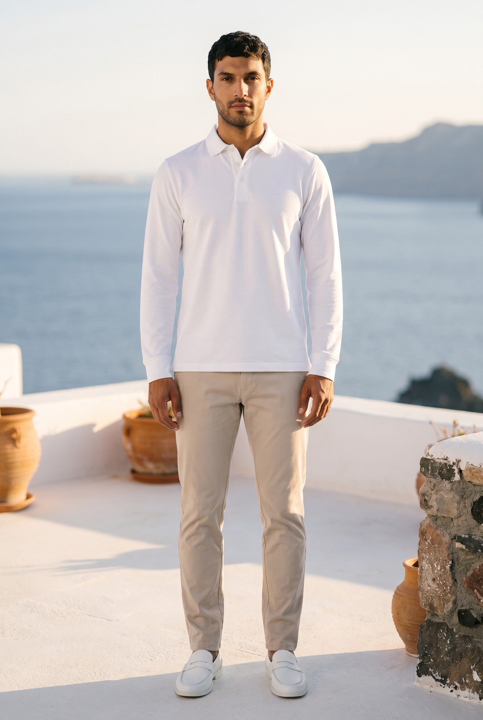 Men's Moxon Long-Sleeve Pique Polo | Blackstone London