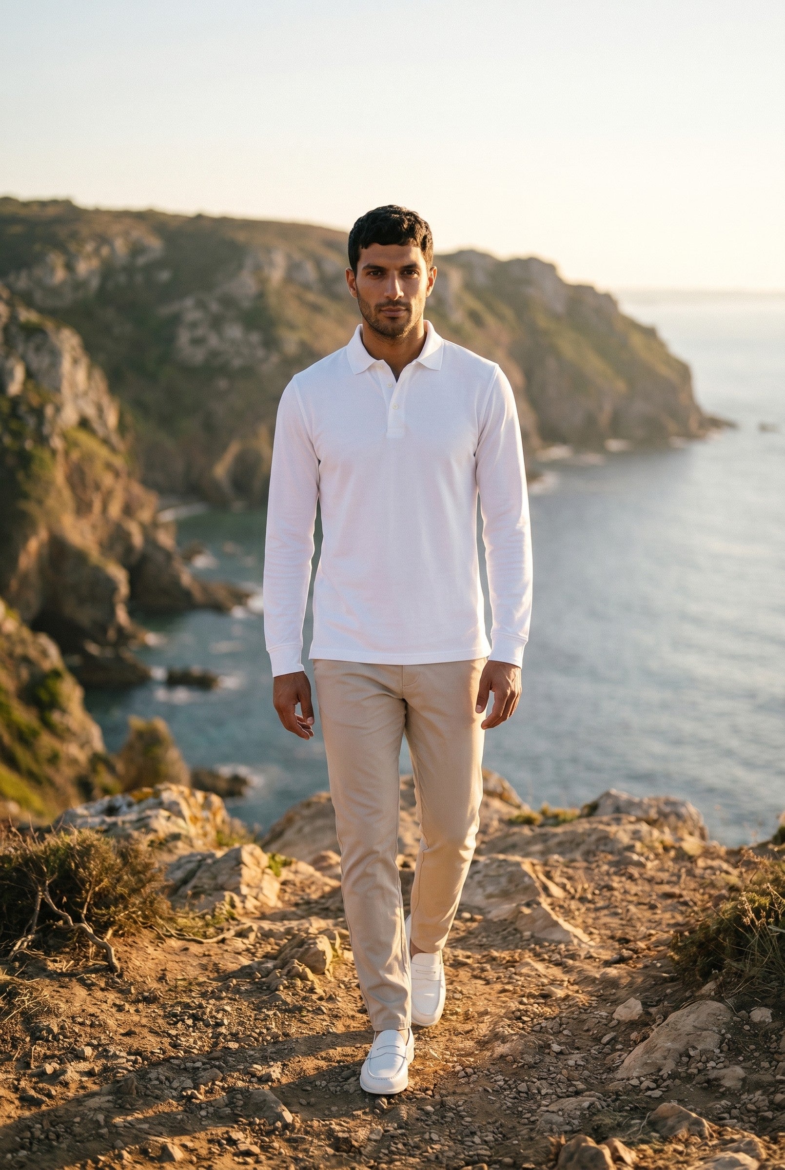 Men's Moxon Long-Sleeve Pique Polo | Blackstone London