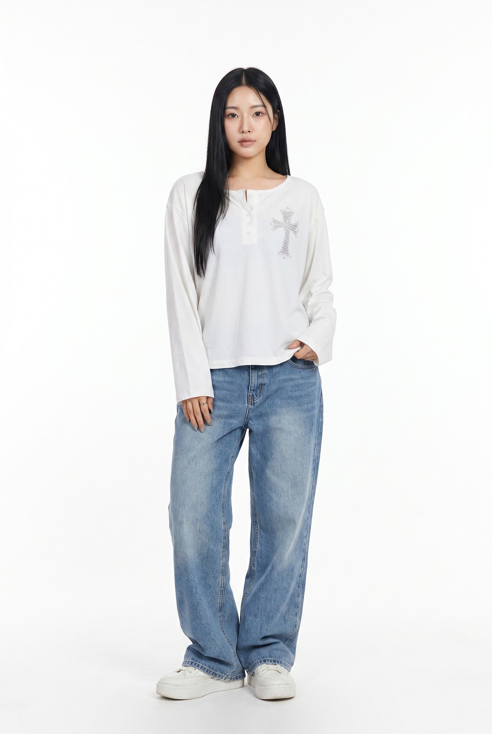 Women's Cross Detail Oversized Long Sleeve Top | Blackstone London