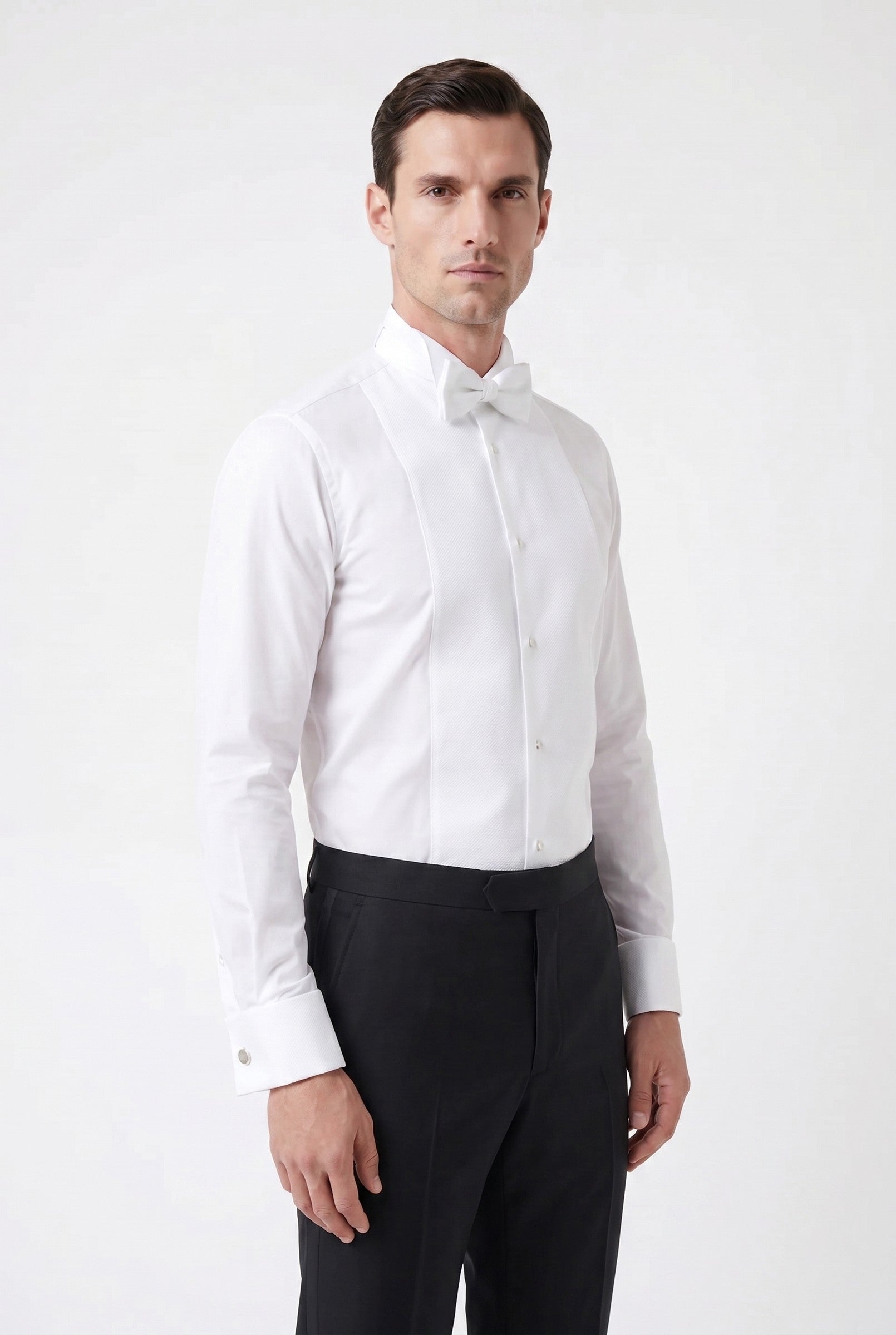 Men's White Wing Collar Tuxedo Shirt | Blackstone London