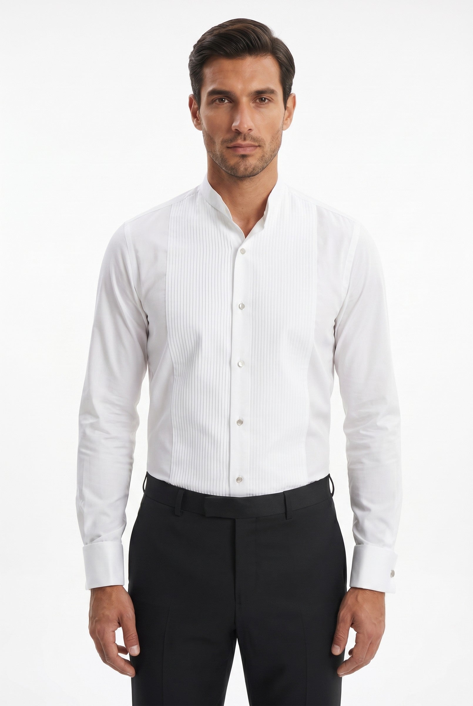 Men's White Studded Marcella Dress Shirt | Blackstone London