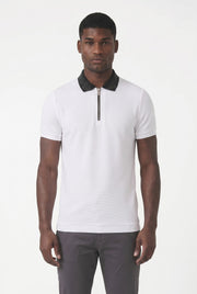 Men's Premium Logo Collar Polo in White | Blackstone London