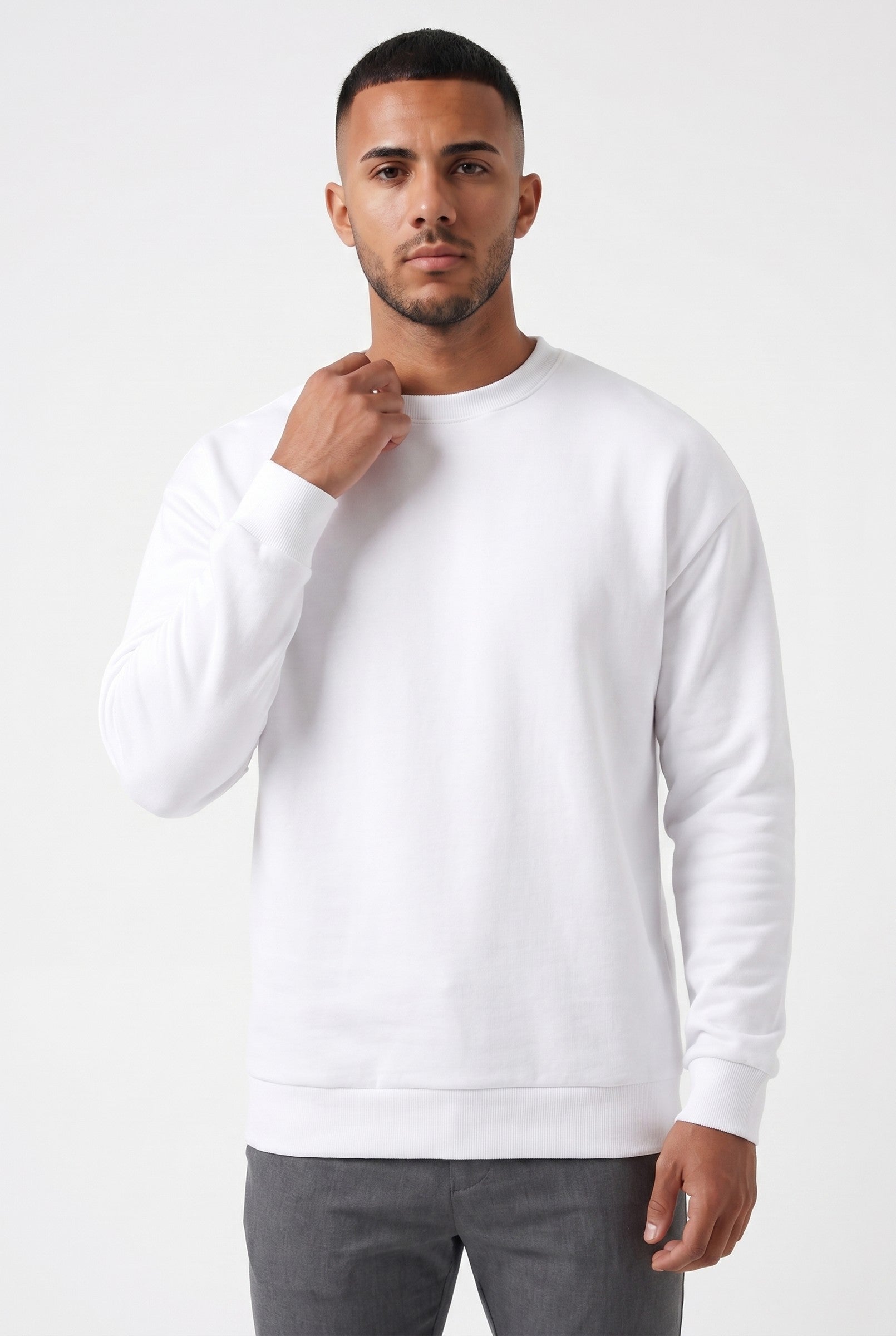 Men's Embossed Sweatshirt in White | Blackstone London